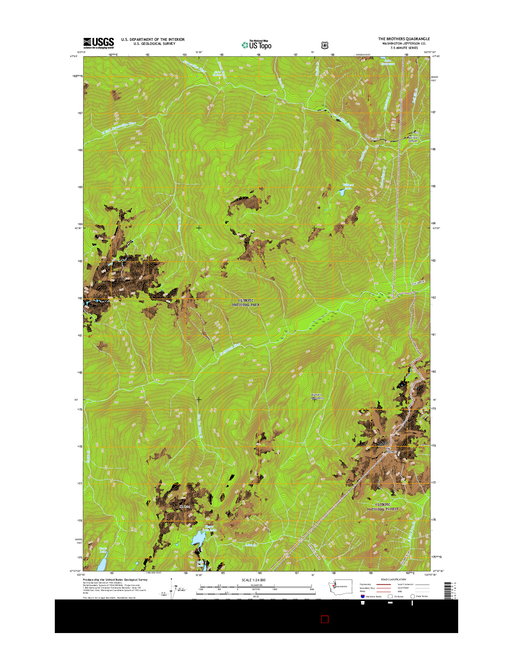 USGS US TOPO 7.5-MINUTE MAP FOR THE BROTHERS, WA 2017