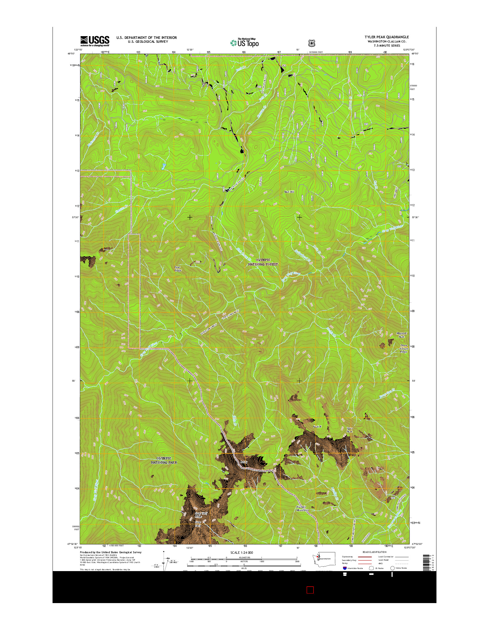 USGS US TOPO 7.5-MINUTE MAP FOR TYLER PEAK, WA 2017