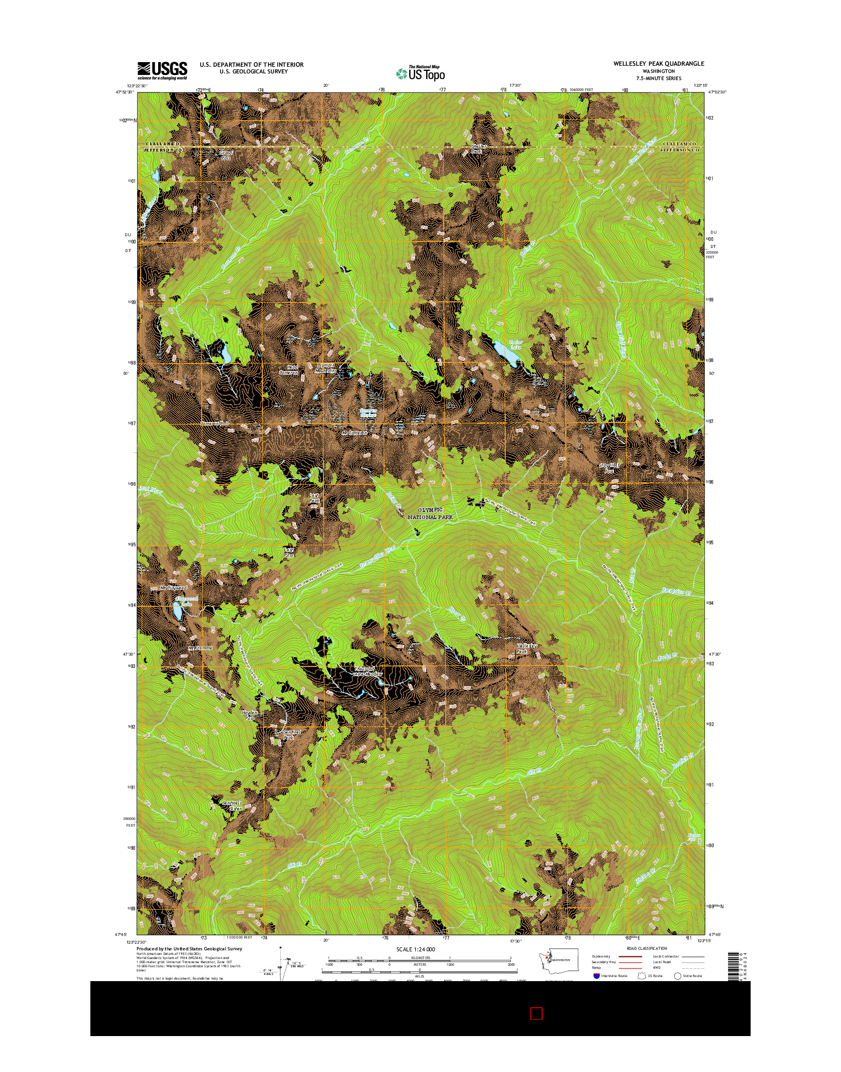 USGS US TOPO 7.5-MINUTE MAP FOR WELLESLEY PEAK, WA 2017