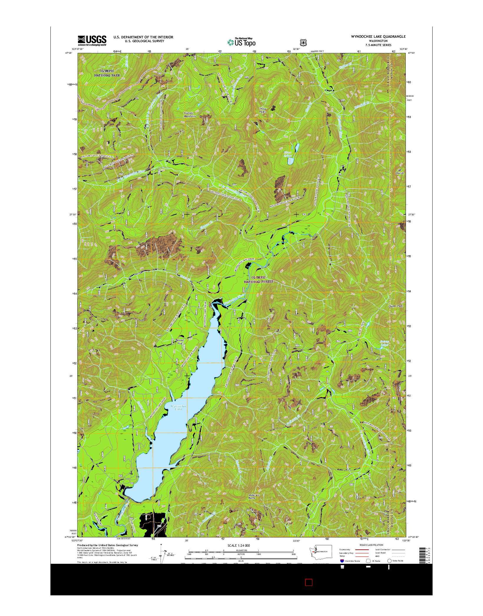 USGS US TOPO 7.5-MINUTE MAP FOR WYNOOCHEE LAKE, WA 2017