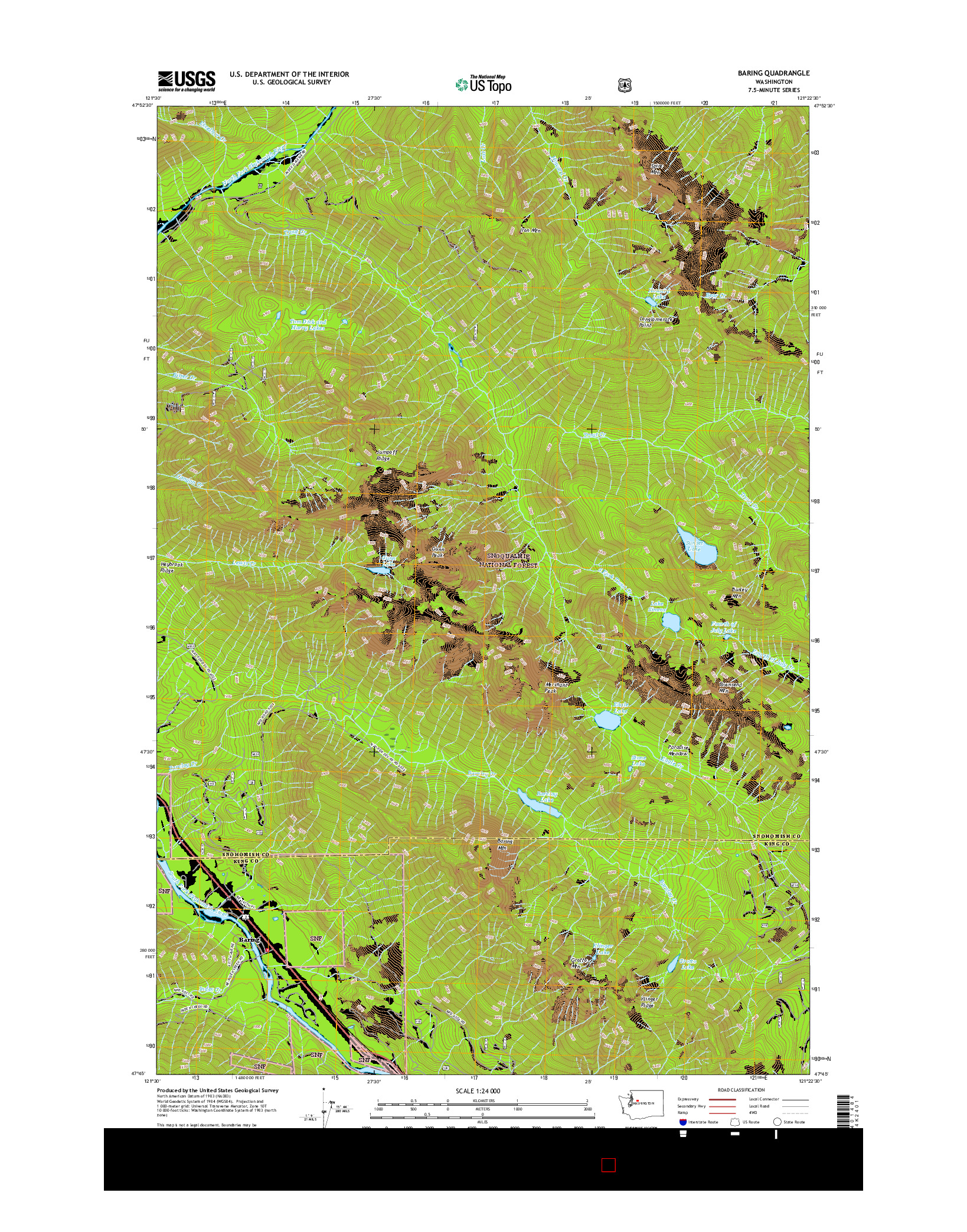 USGS US TOPO 7.5-MINUTE MAP FOR BARING, WA 2017