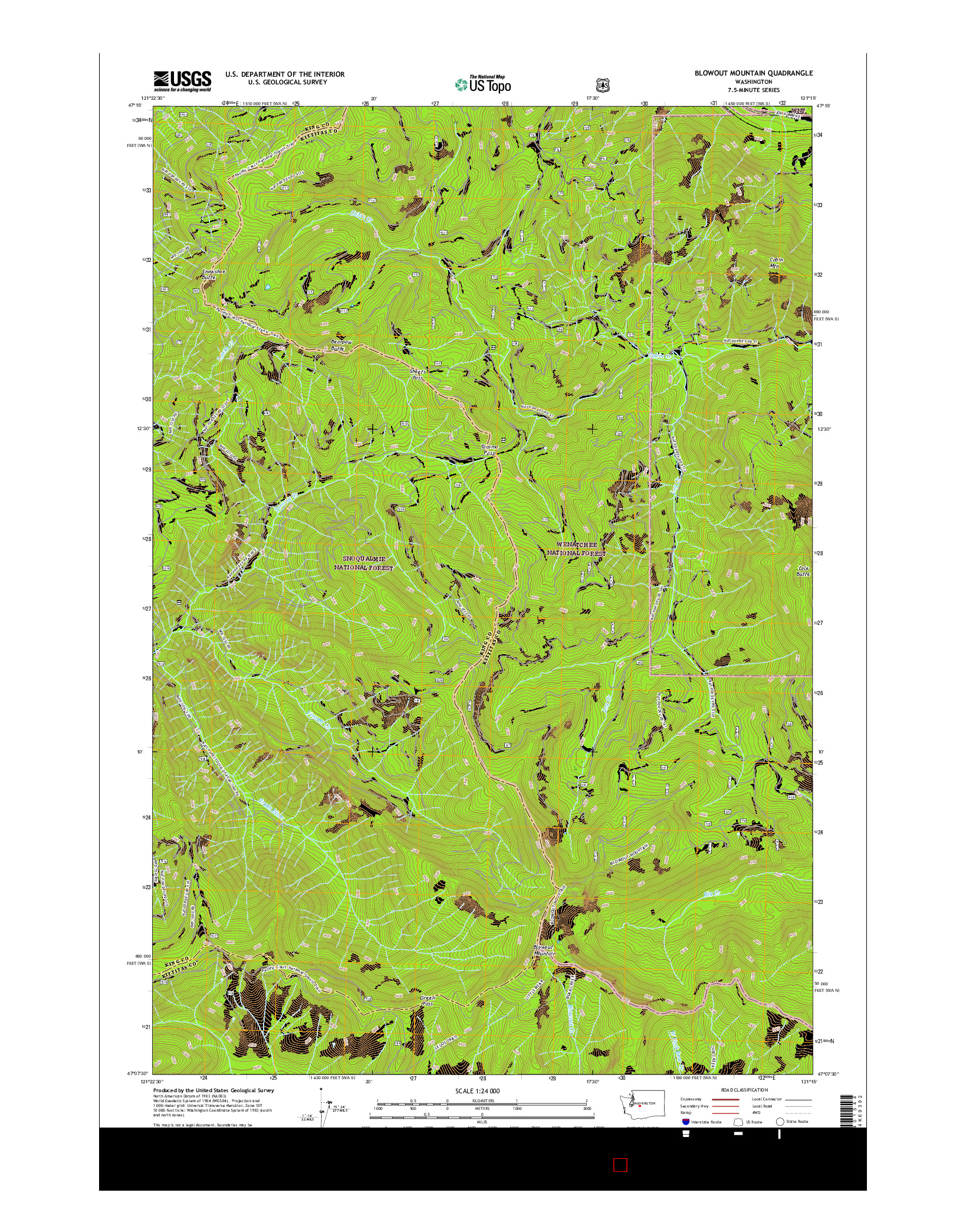 USGS US TOPO 7.5-MINUTE MAP FOR BLOWOUT MOUNTAIN, WA 2017