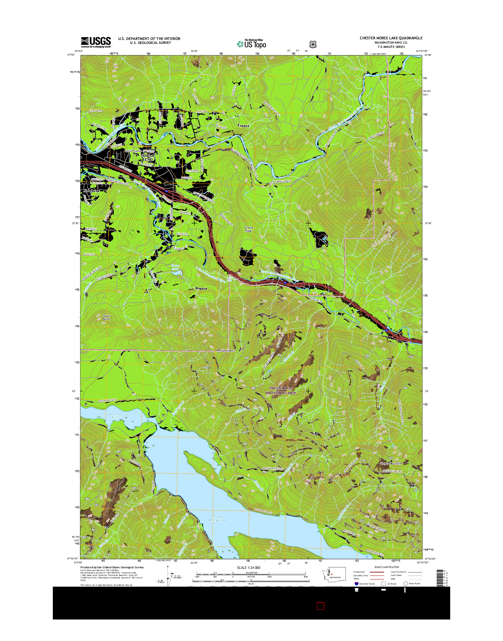 USGS US TOPO 7.5-MINUTE MAP FOR CHESTER MORSE LAKE, WA 2017