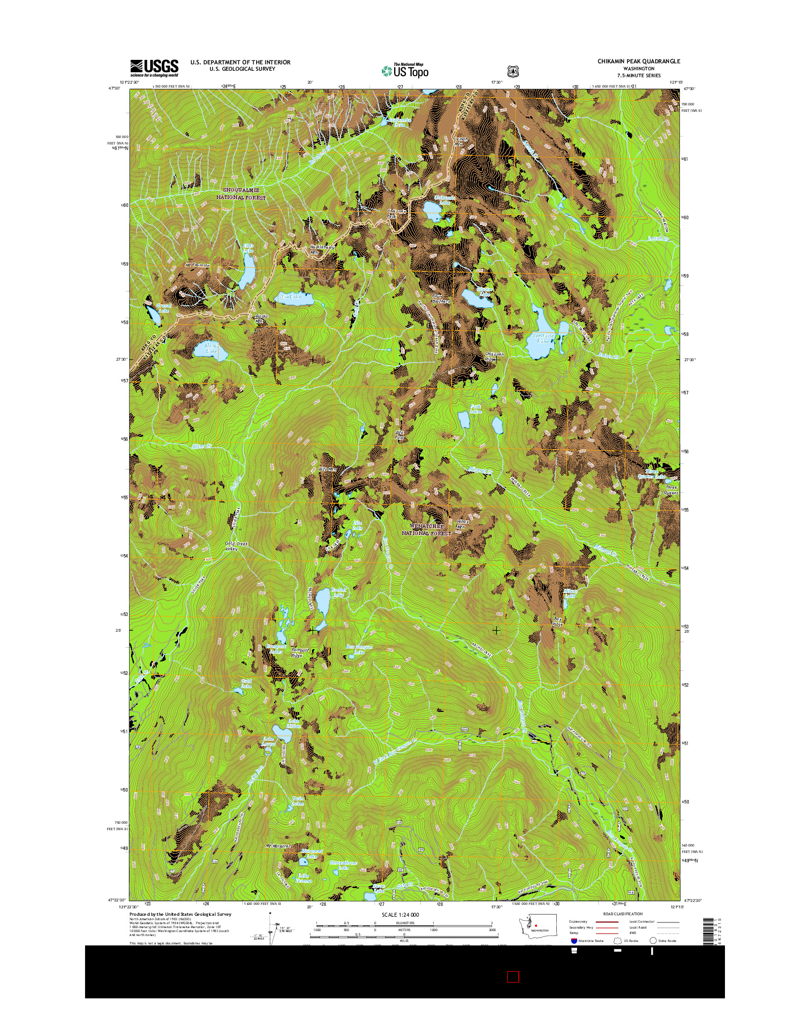 USGS US TOPO 7.5-MINUTE MAP FOR CHIKAMIN PEAK, WA 2017