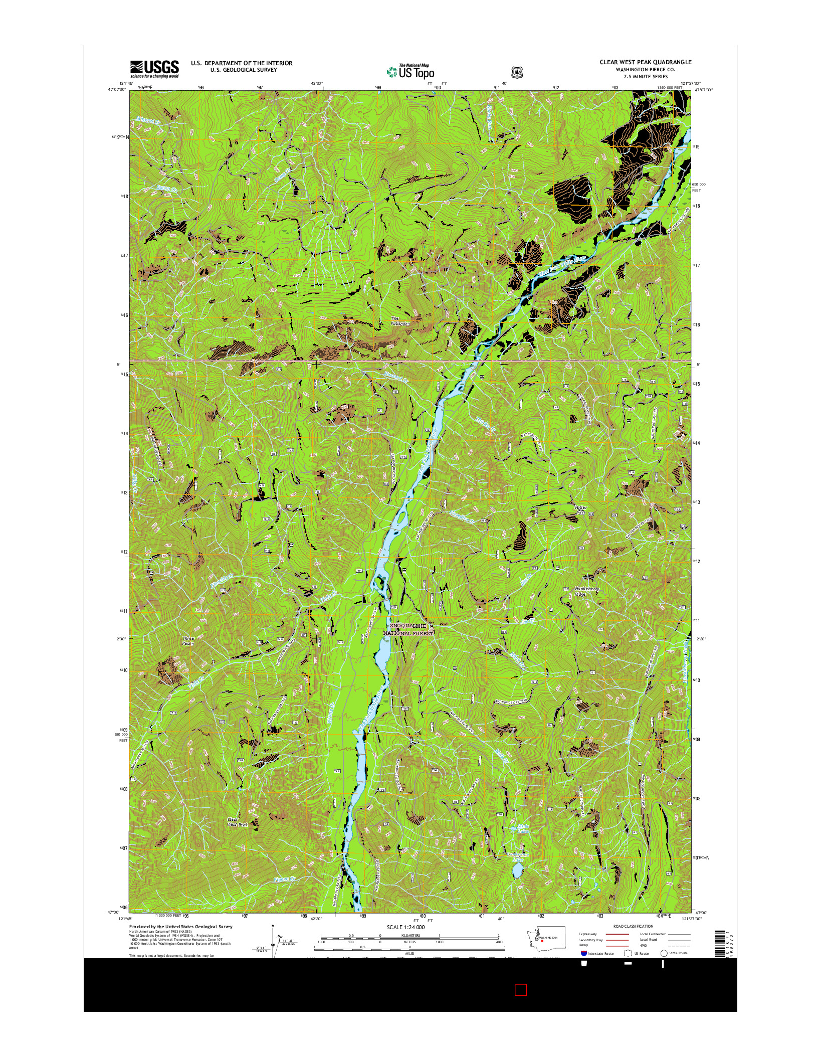 USGS US TOPO 7.5-MINUTE MAP FOR CLEAR WEST PEAK, WA 2017