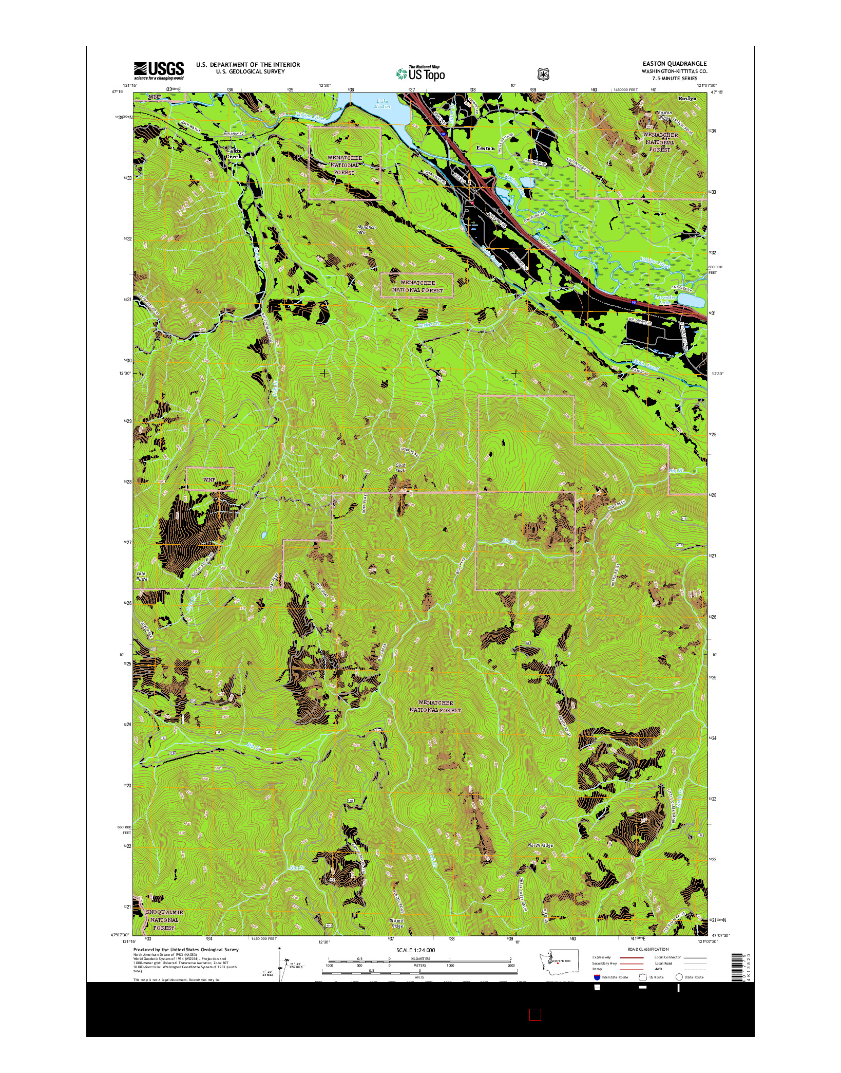 USGS US TOPO 7.5-MINUTE MAP FOR EASTON, WA 2017