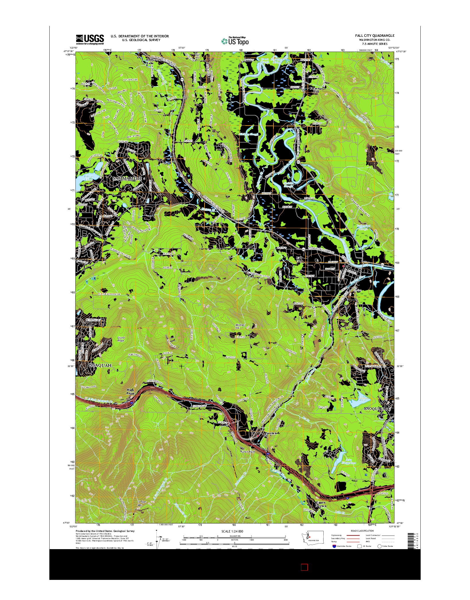 USGS US TOPO 7.5-MINUTE MAP FOR FALL CITY, WA 2017