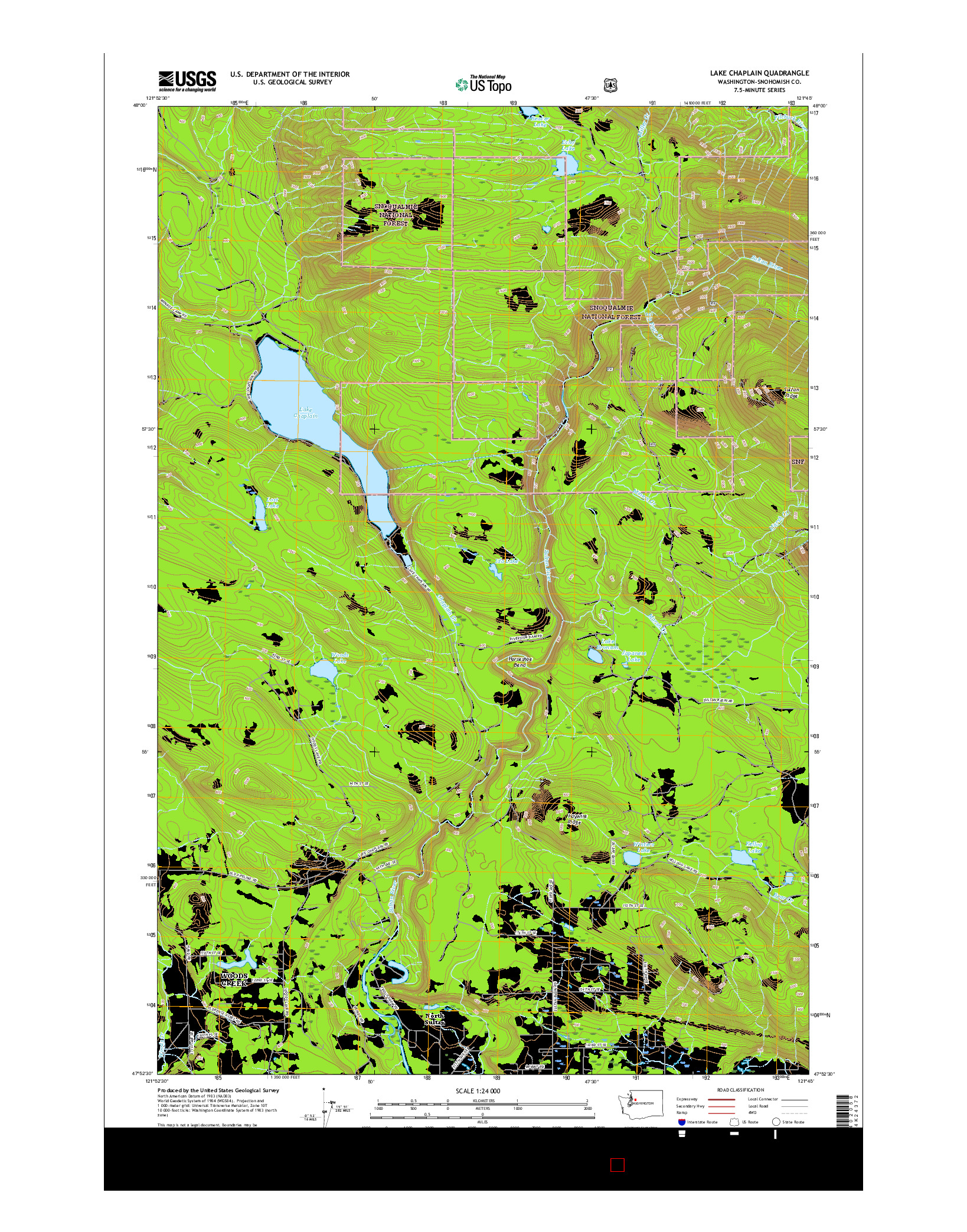 USGS US TOPO 7.5-MINUTE MAP FOR LAKE CHAPLAIN, WA 2017