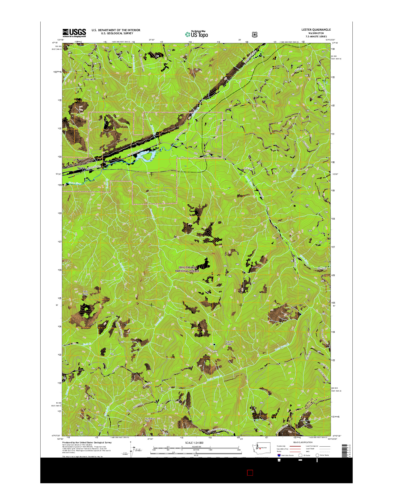 USGS US TOPO 7.5-MINUTE MAP FOR LESTER, WA 2017