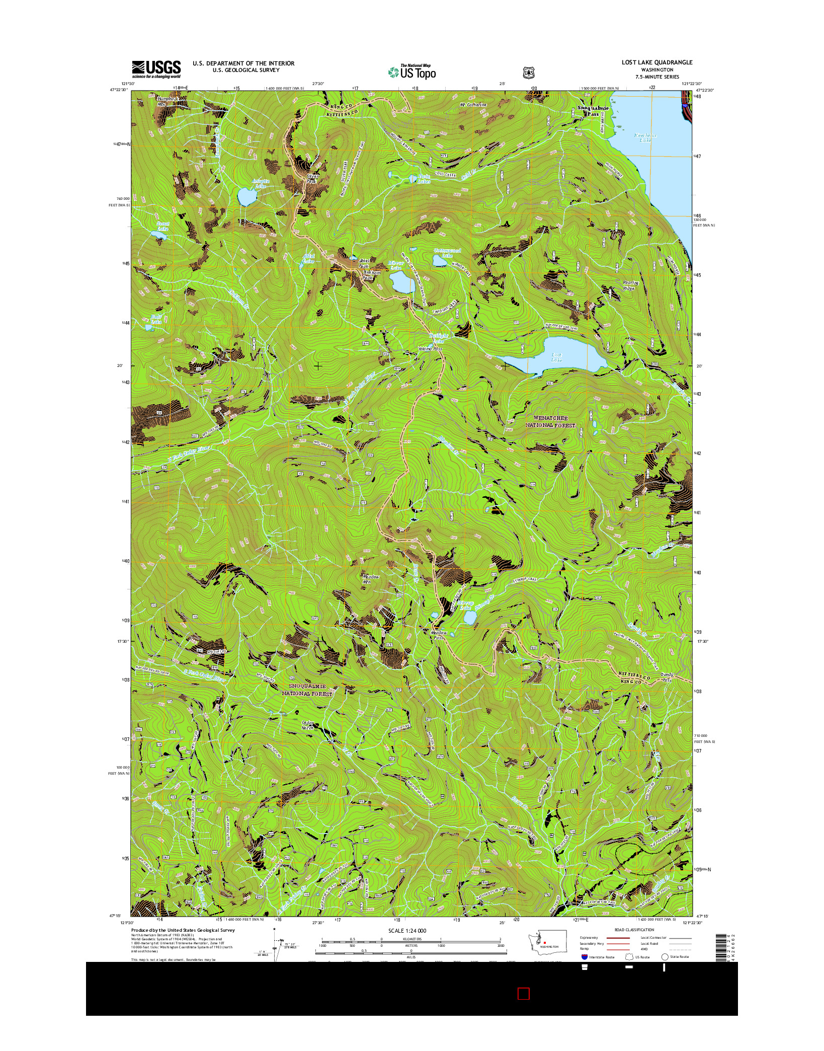 USGS US TOPO 7.5-MINUTE MAP FOR LOST LAKE, WA 2017