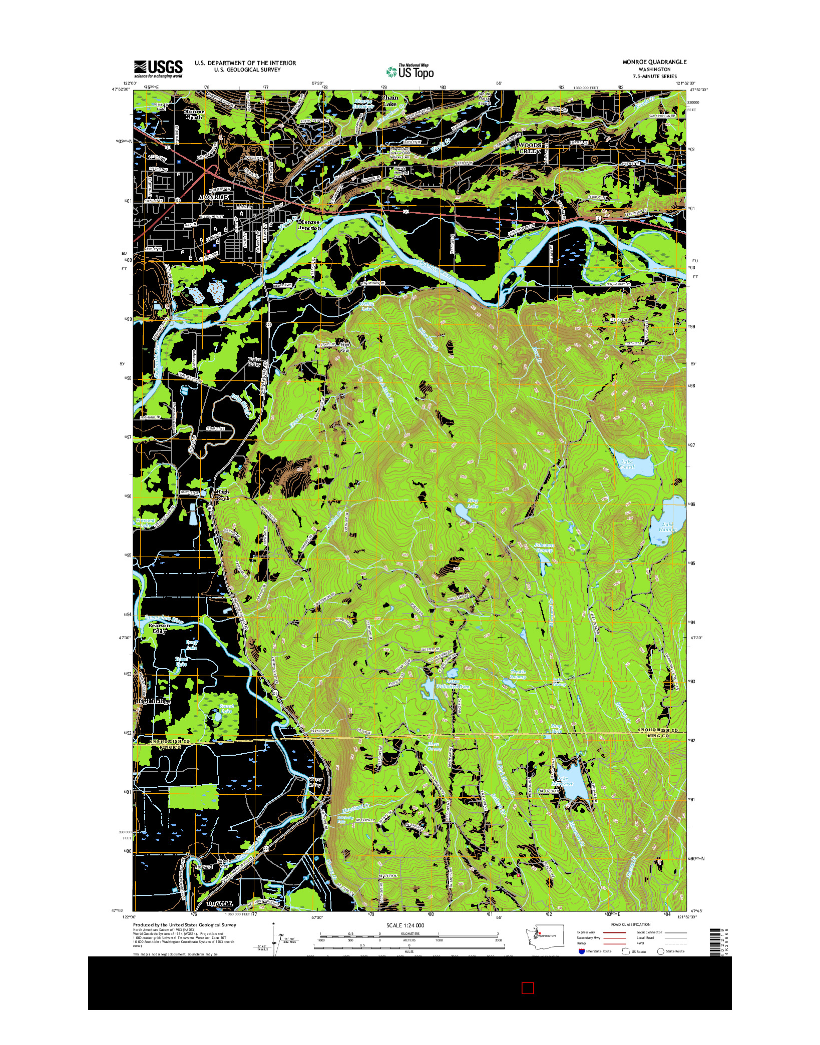 USGS US TOPO 7.5-MINUTE MAP FOR MONROE, WA 2017