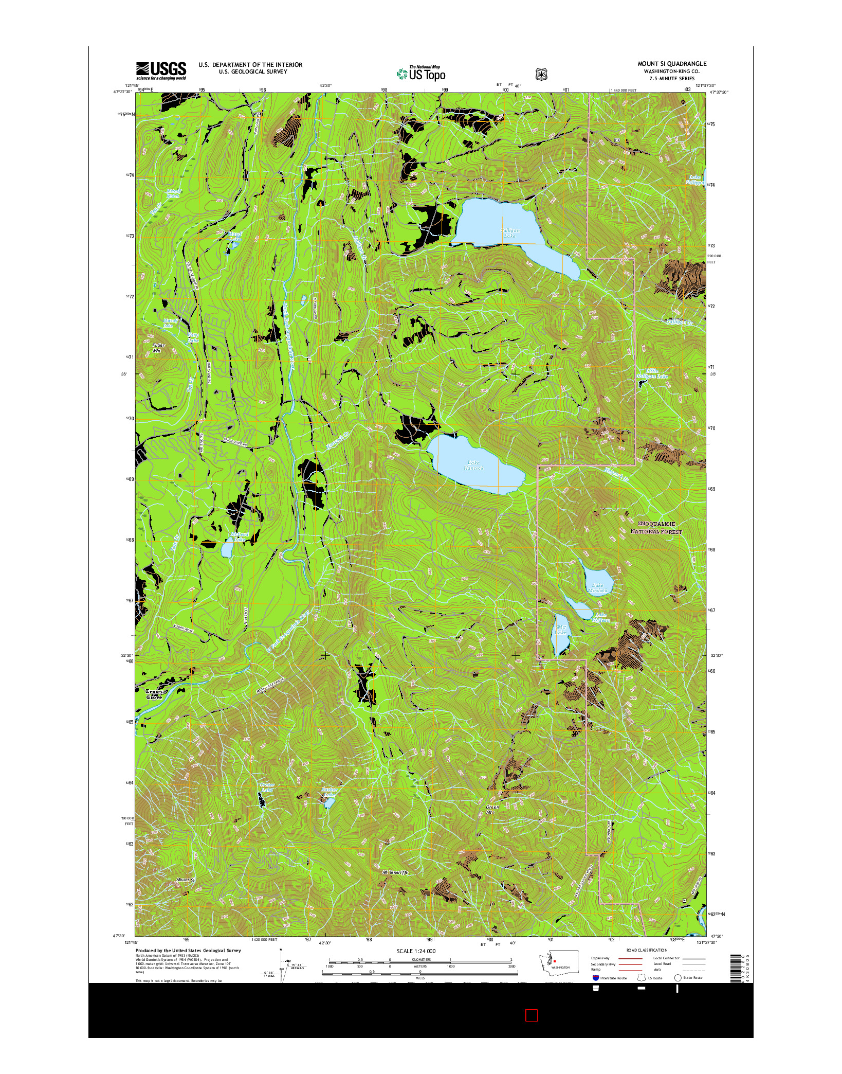 USGS US TOPO 7.5-MINUTE MAP FOR MOUNT SI, WA 2017