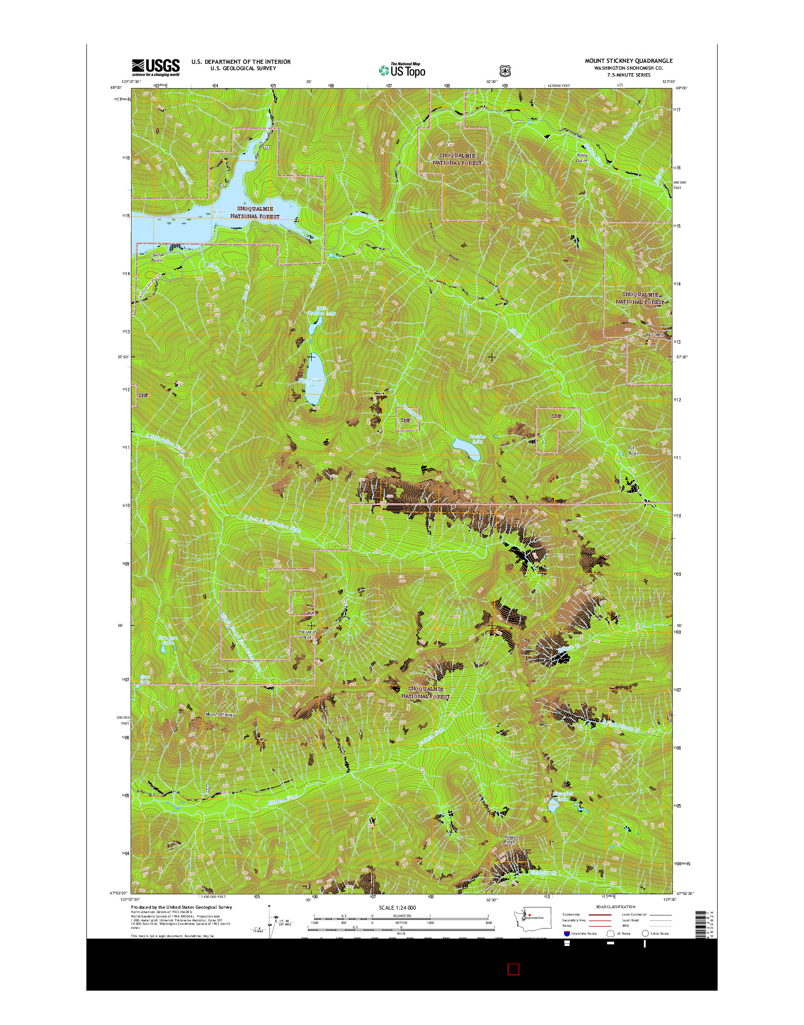 USGS US TOPO 7.5-MINUTE MAP FOR MOUNT STICKNEY, WA 2017