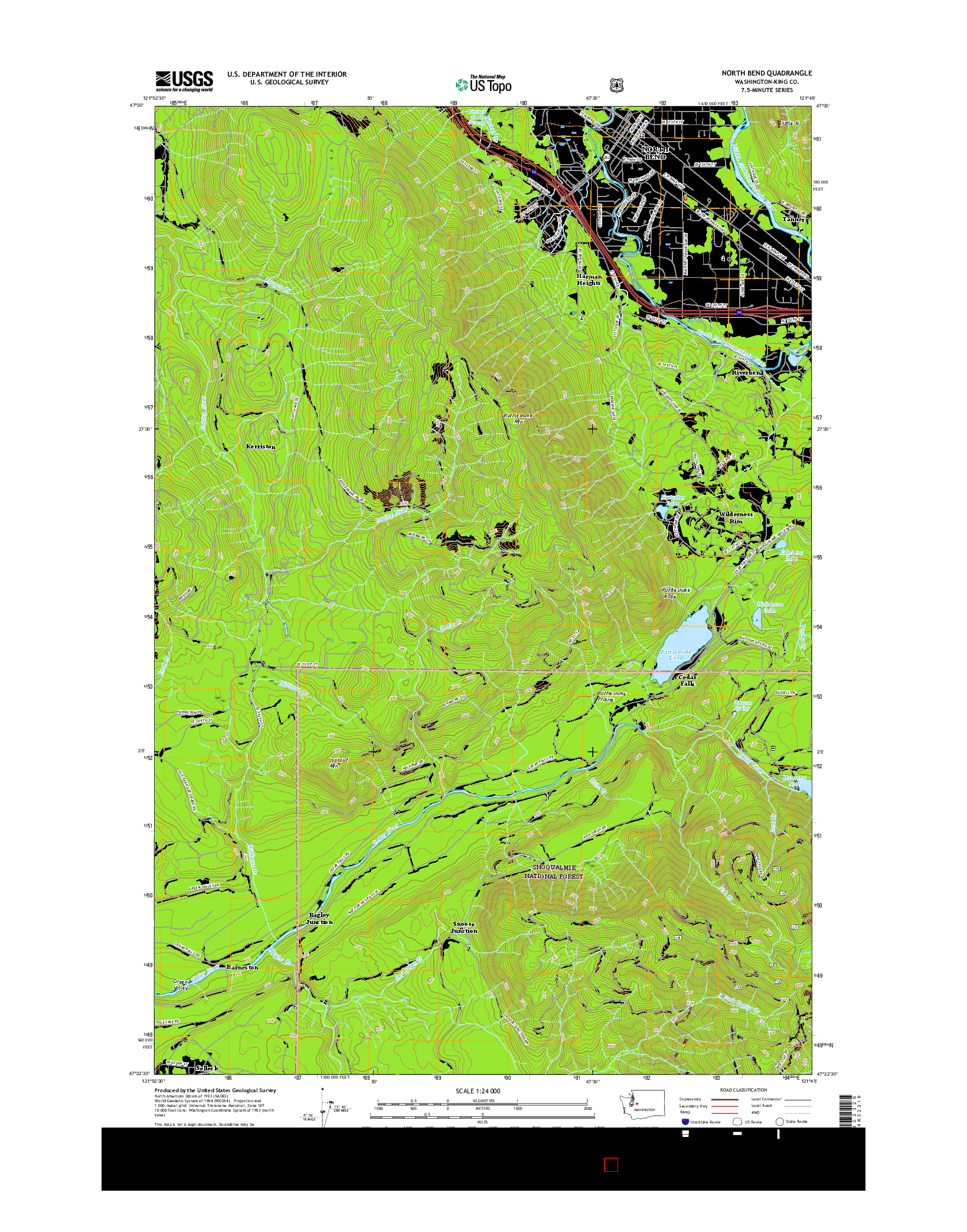 USGS US TOPO 7.5-MINUTE MAP FOR NORTH BEND, WA 2017