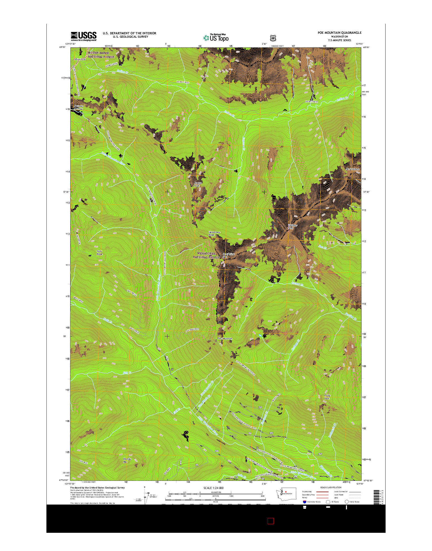 USGS US TOPO 7.5-MINUTE MAP FOR POE MOUNTAIN, WA 2017