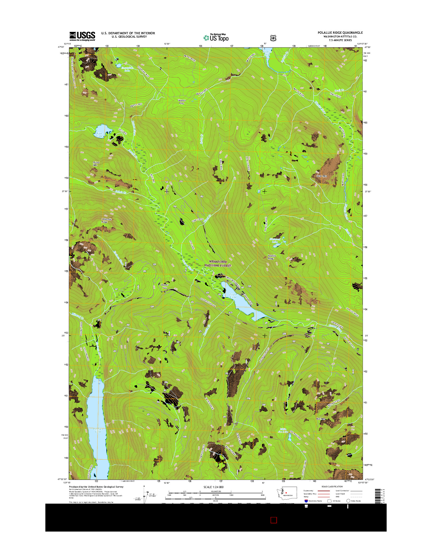 USGS US TOPO 7.5-MINUTE MAP FOR POLALLIE RIDGE, WA 2017