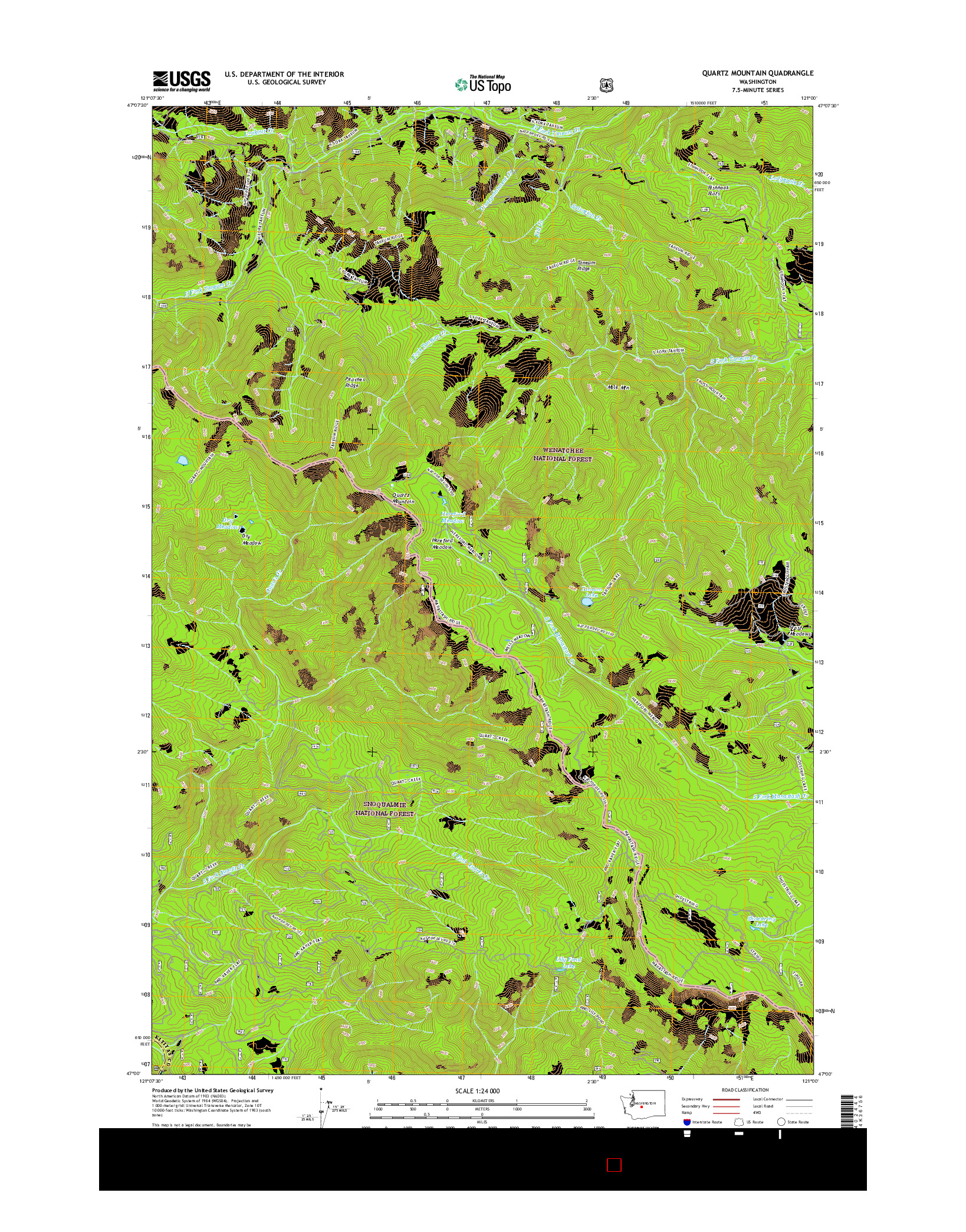 USGS US TOPO 7.5-MINUTE MAP FOR QUARTZ MOUNTAIN, WA 2017