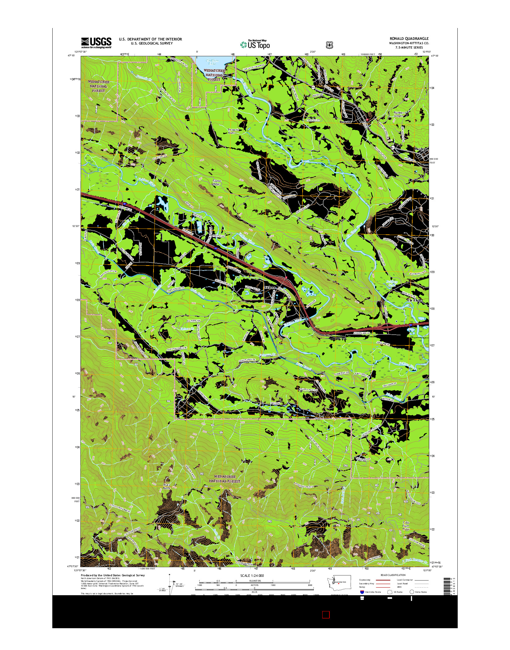 USGS US TOPO 7.5-MINUTE MAP FOR RONALD, WA 2017