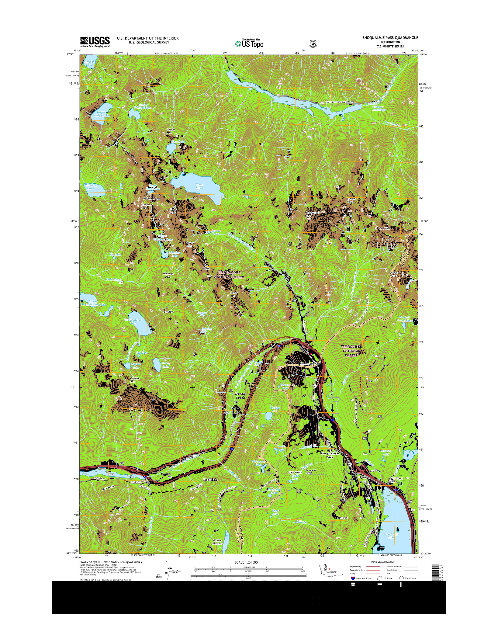 USGS US TOPO 7.5-MINUTE MAP FOR SNOQUALMIE PASS, WA 2017