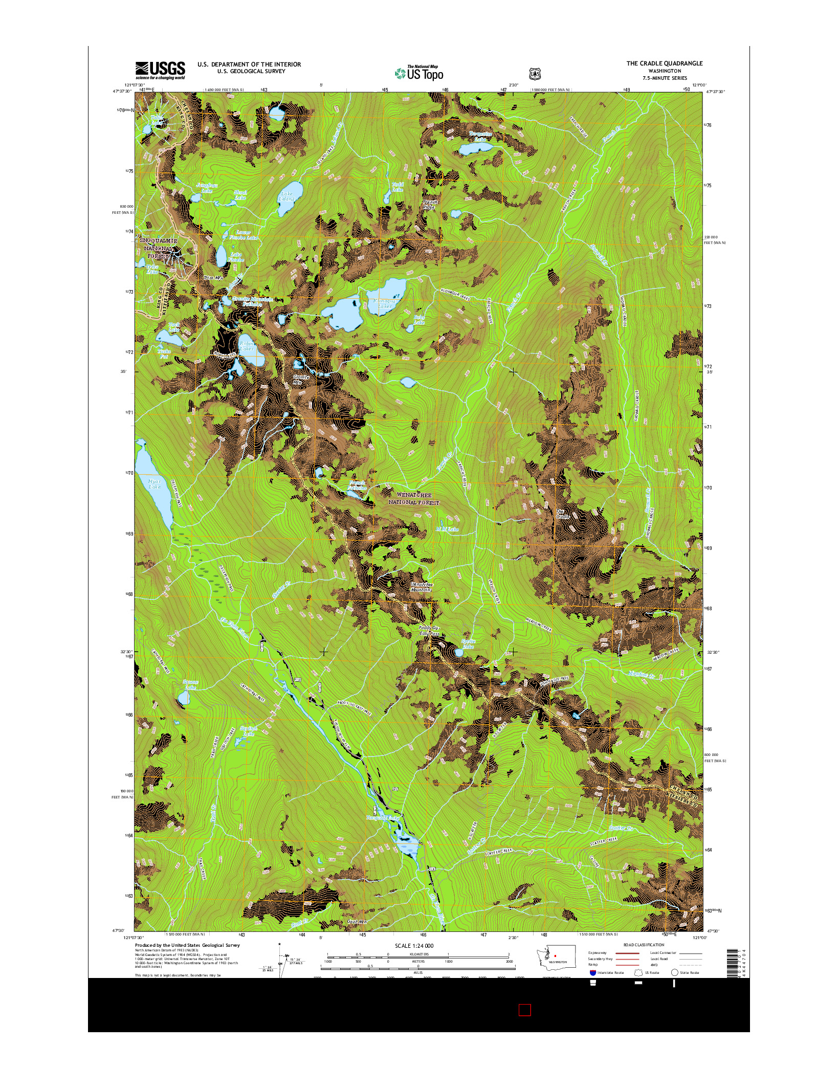 USGS US TOPO 7.5-MINUTE MAP FOR THE CRADLE, WA 2017