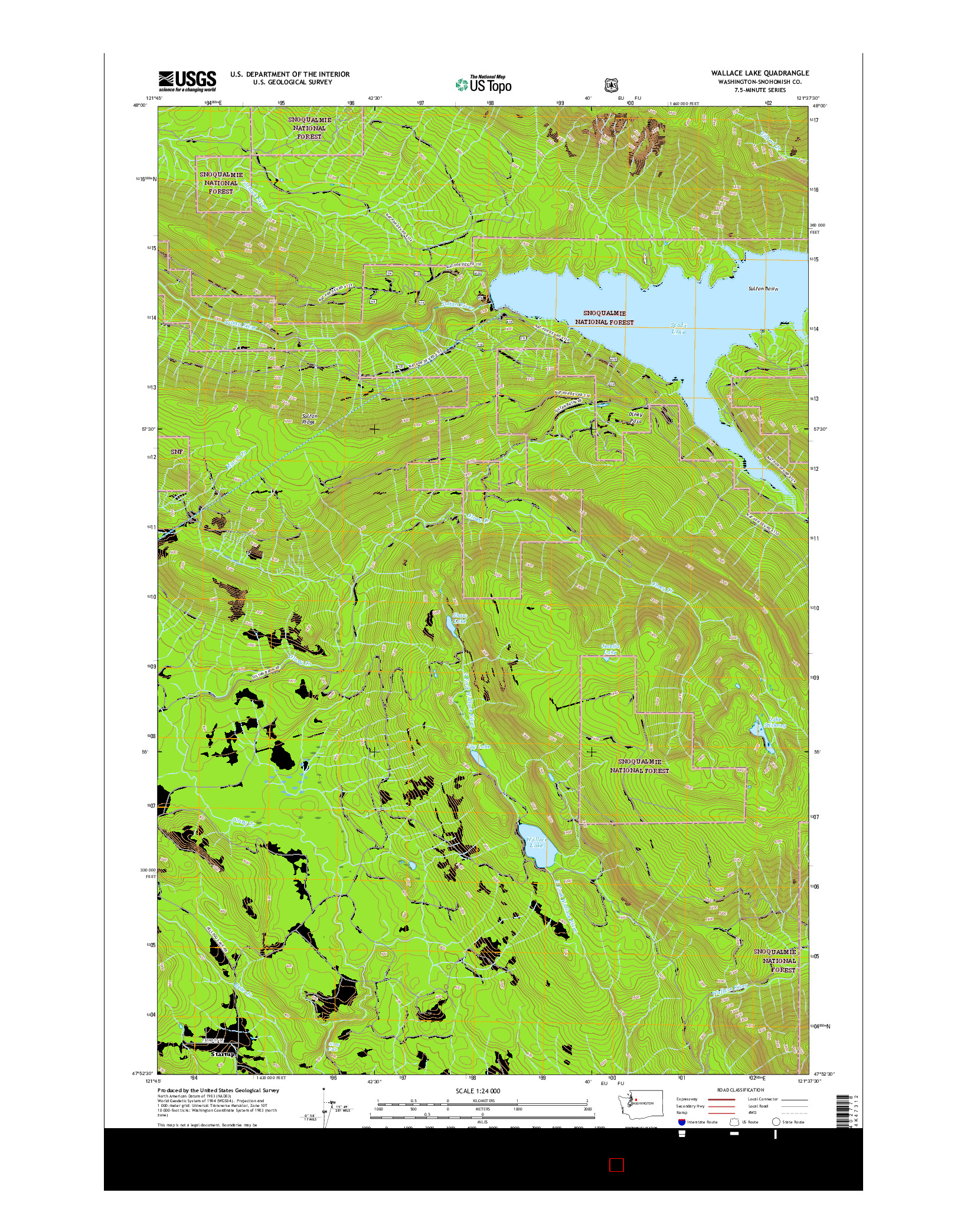 USGS US TOPO 7.5-MINUTE MAP FOR WALLACE LAKE, WA 2017