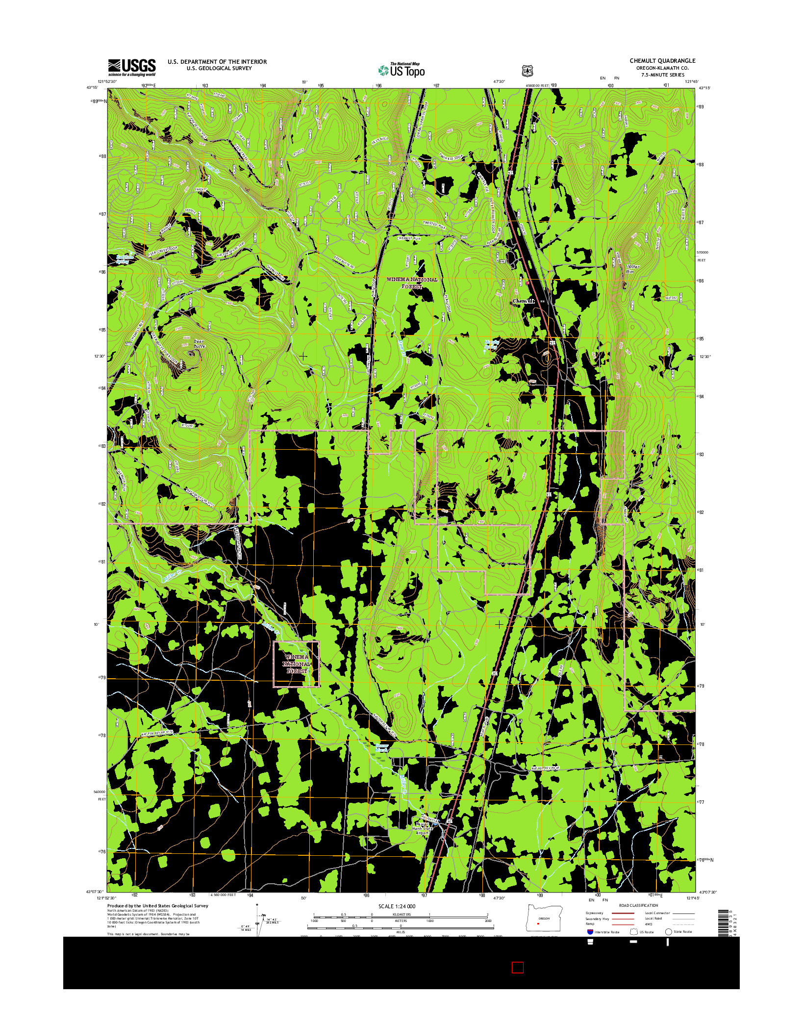 USGS US TOPO 7.5-MINUTE MAP FOR CHEMULT, OR 2017