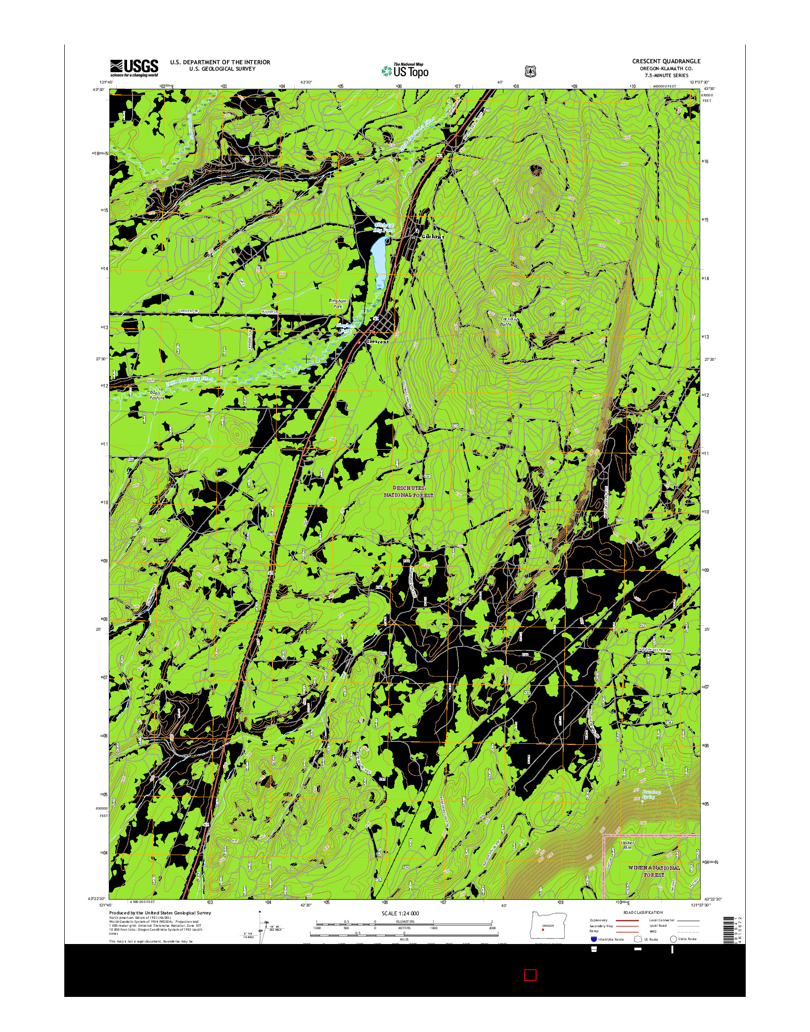 USGS US TOPO 7.5-MINUTE MAP FOR CRESCENT, OR 2017