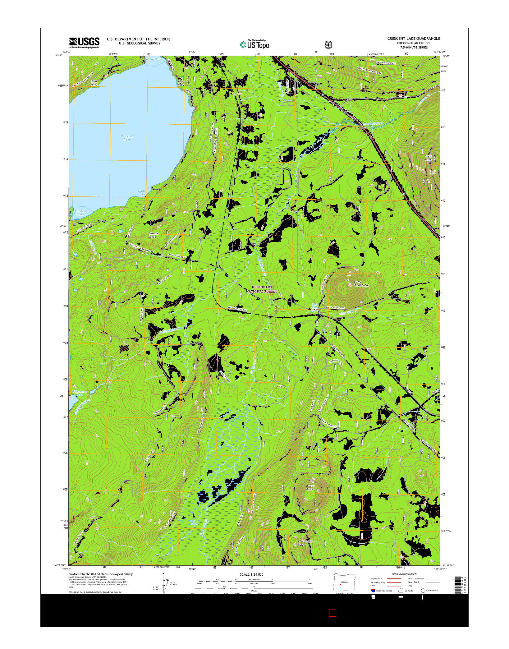 USGS US TOPO 7.5-MINUTE MAP FOR CRESCENT LAKE, OR 2017