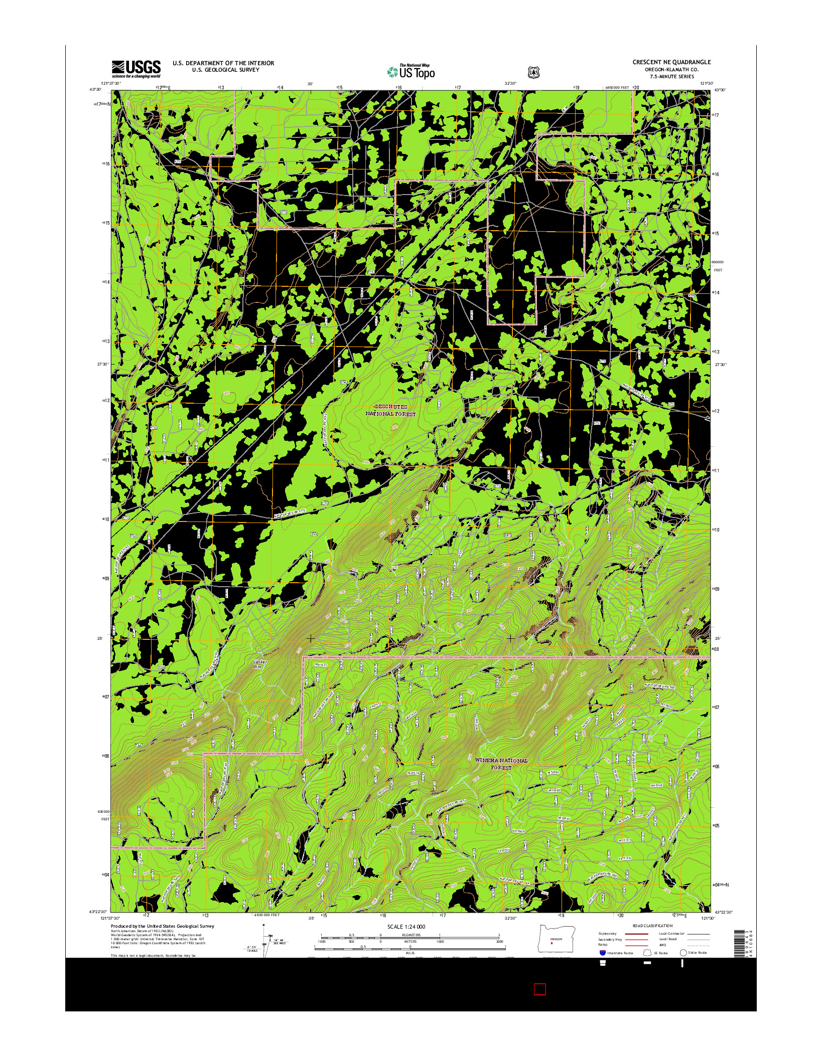 USGS US TOPO 7.5-MINUTE MAP FOR CRESCENT NE, OR 2017