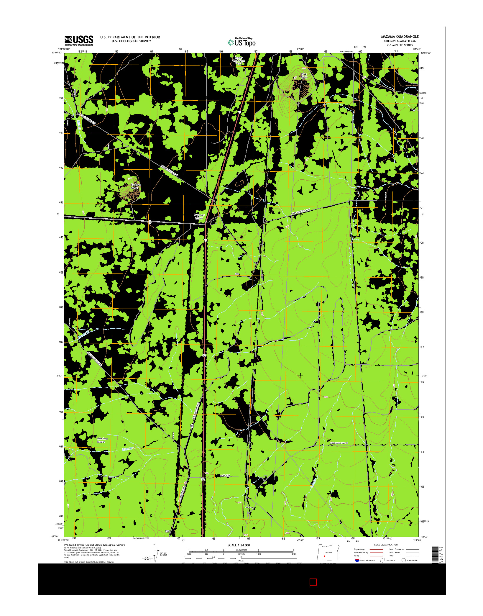 USGS US TOPO 7.5-MINUTE MAP FOR MAZAMA, OR 2017