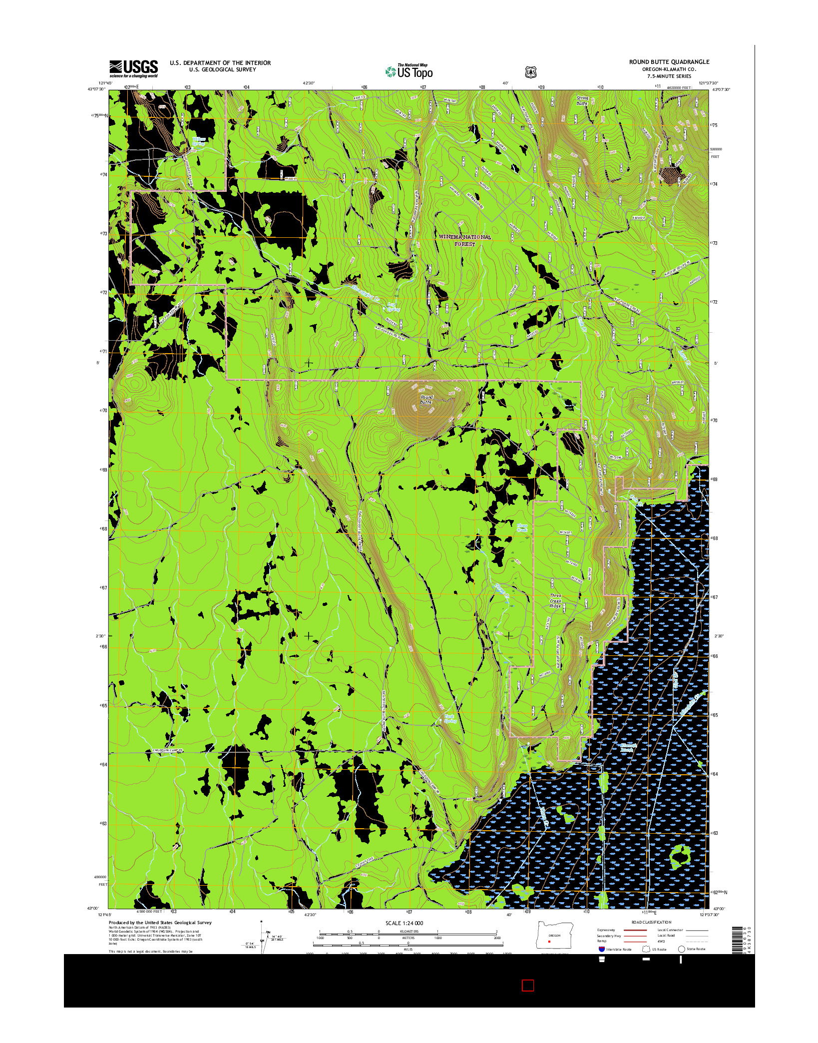 USGS US TOPO 7.5-MINUTE MAP FOR ROUND BUTTE, OR 2017