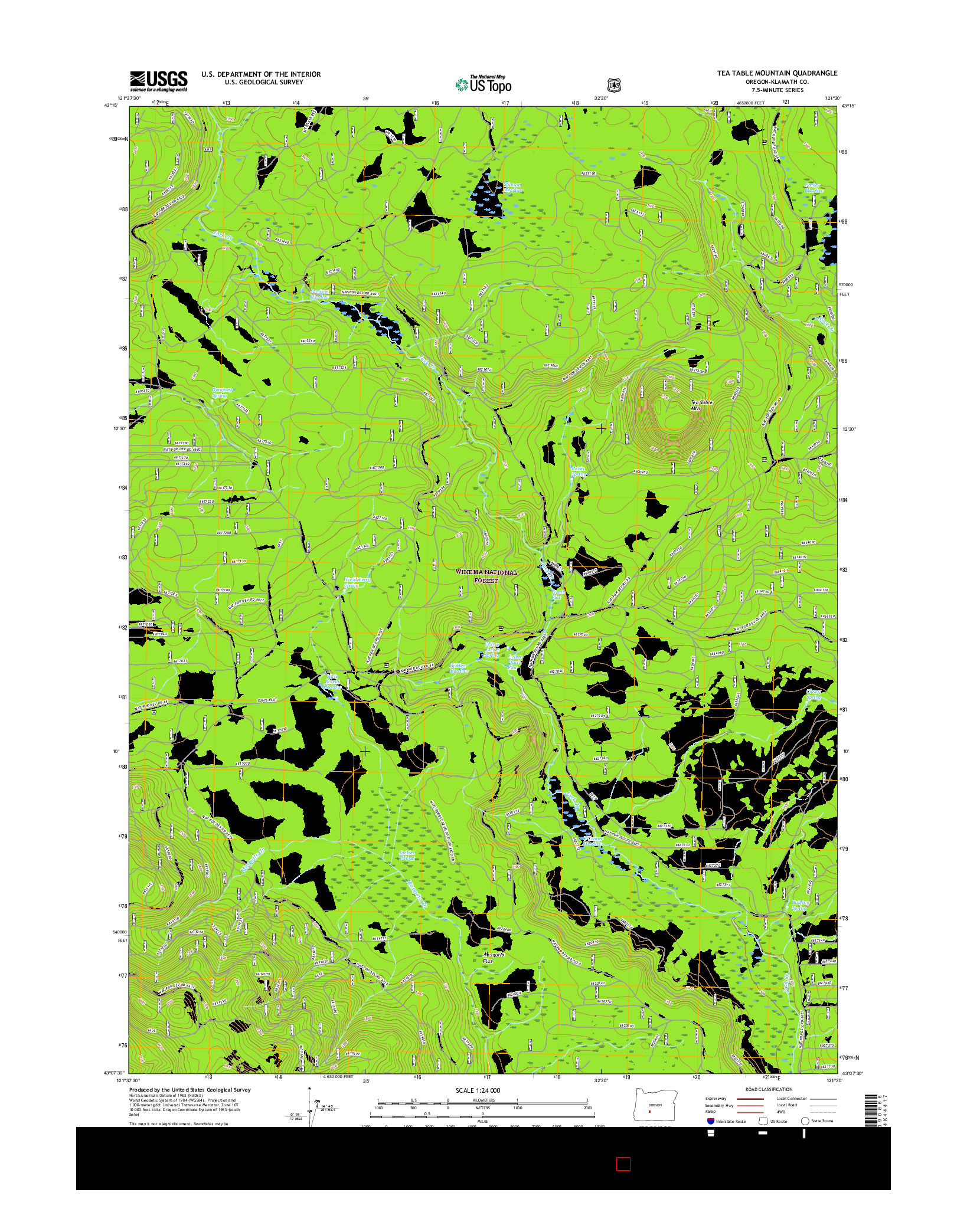 USGS US TOPO 7.5-MINUTE MAP FOR TEA TABLE MOUNTAIN, OR 2017