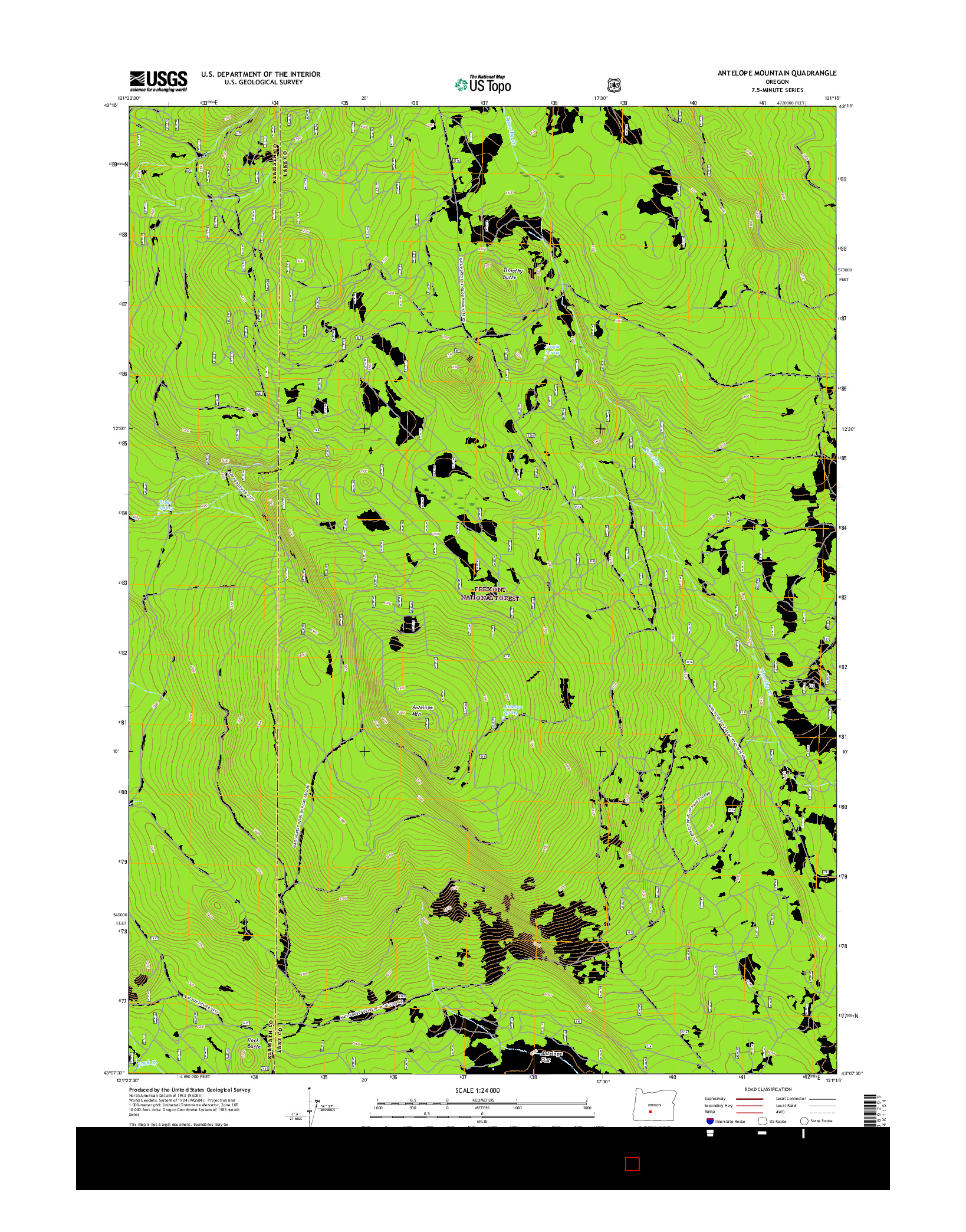 USGS US TOPO 7.5-MINUTE MAP FOR ANTELOPE MOUNTAIN, OR 2017