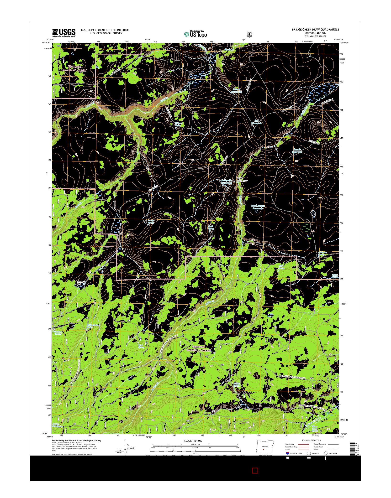 USGS US TOPO 7.5-MINUTE MAP FOR BRIDGE CREEK DRAW, OR 2017