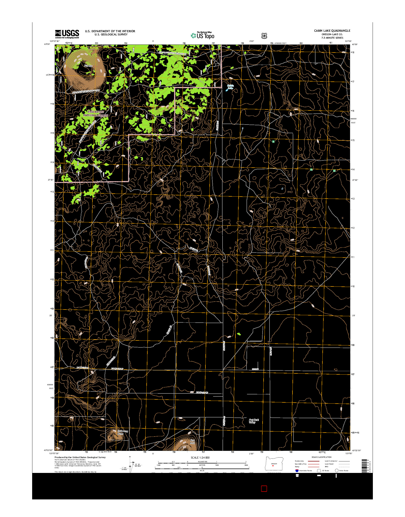 USGS US TOPO 7.5-MINUTE MAP FOR CABIN LAKE, OR 2017