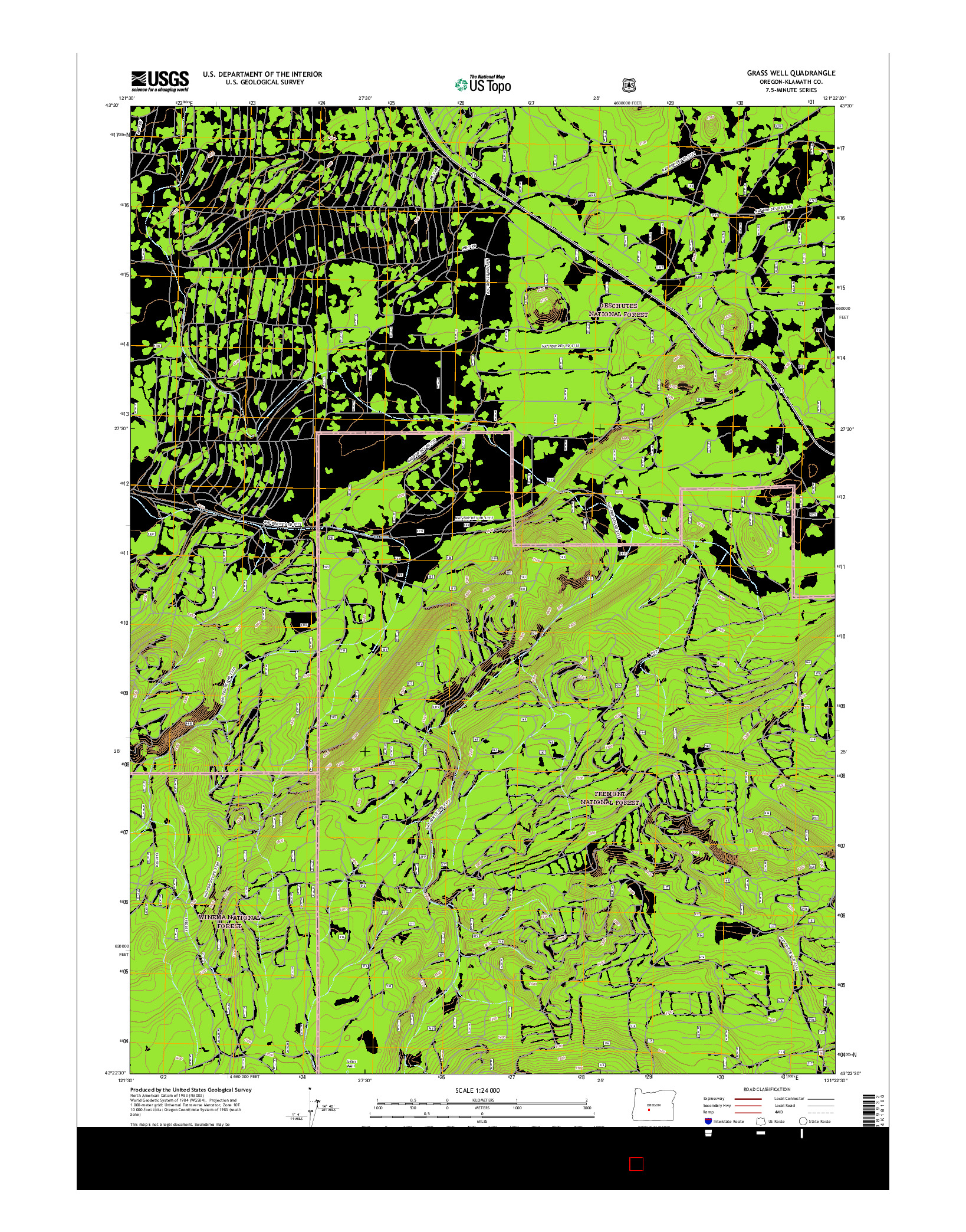 USGS US TOPO 7.5-MINUTE MAP FOR GRASS WELL, OR 2017