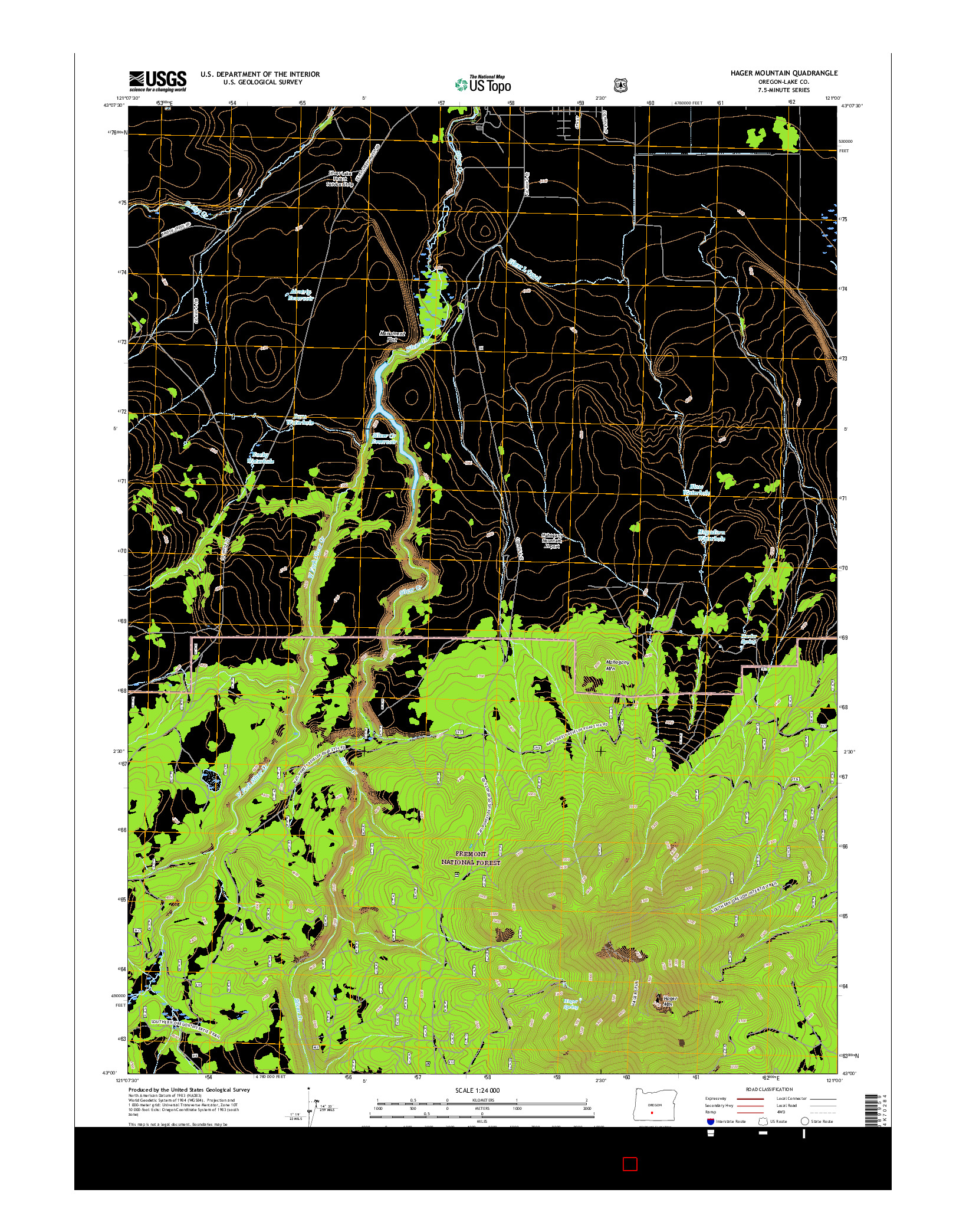 USGS US TOPO 7.5-MINUTE MAP FOR HAGER MOUNTAIN, OR 2017