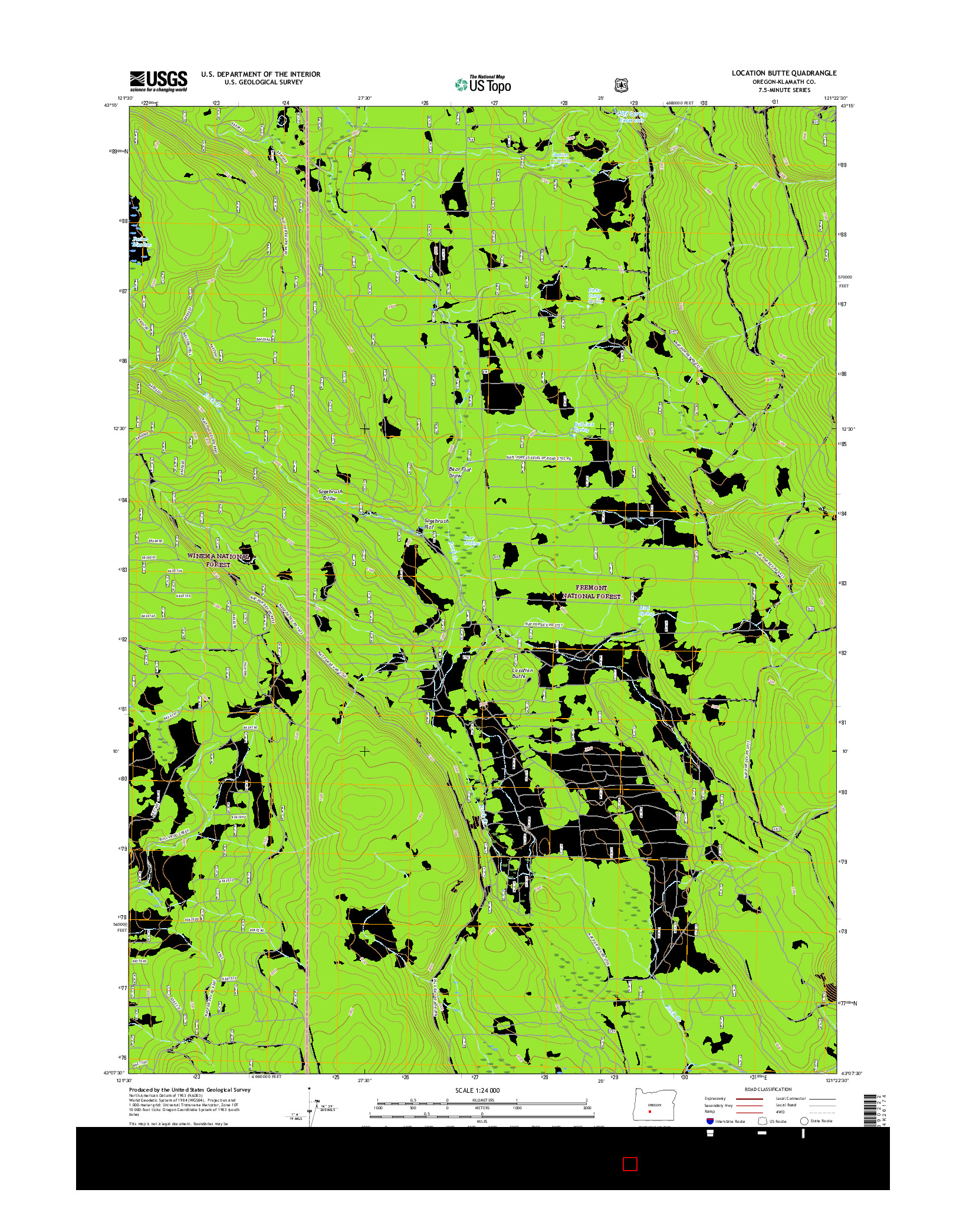 USGS US TOPO 7.5-MINUTE MAP FOR LOCATION BUTTE, OR 2017