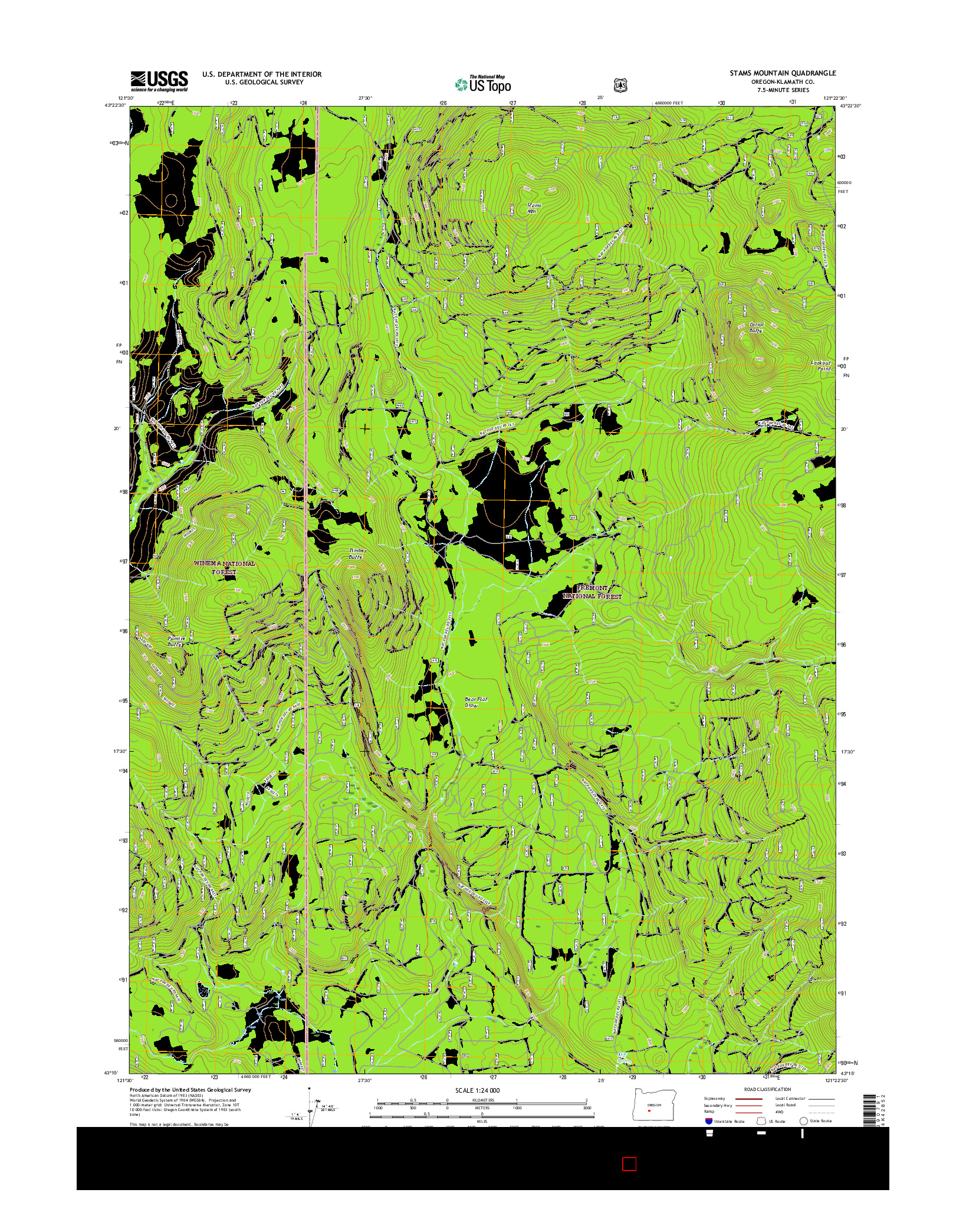 USGS US TOPO 7.5-MINUTE MAP FOR STAMS MOUNTAIN, OR 2017