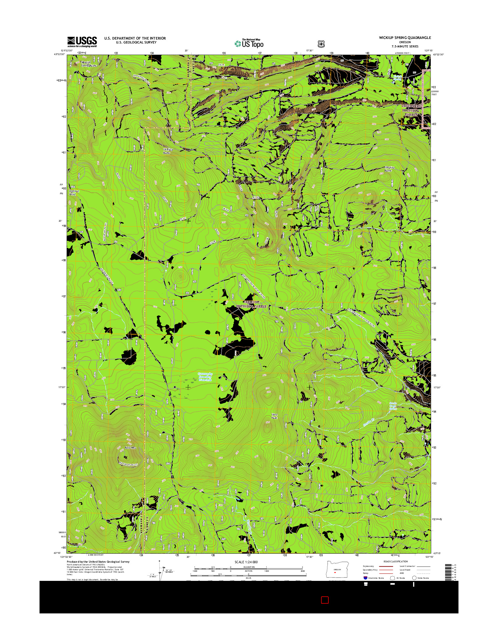USGS US TOPO 7.5-MINUTE MAP FOR WICKIUP SPRING, OR 2017