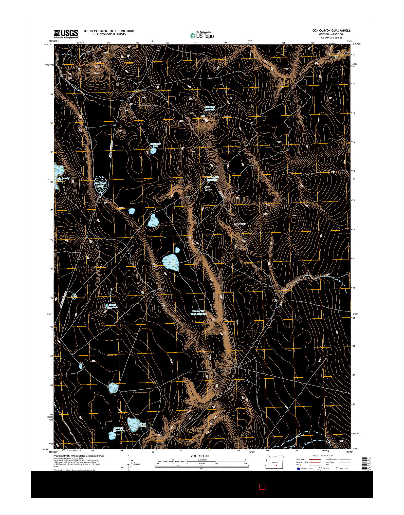 USGS US TOPO 7.5-MINUTE MAP FOR COX CANYON, OR 2017