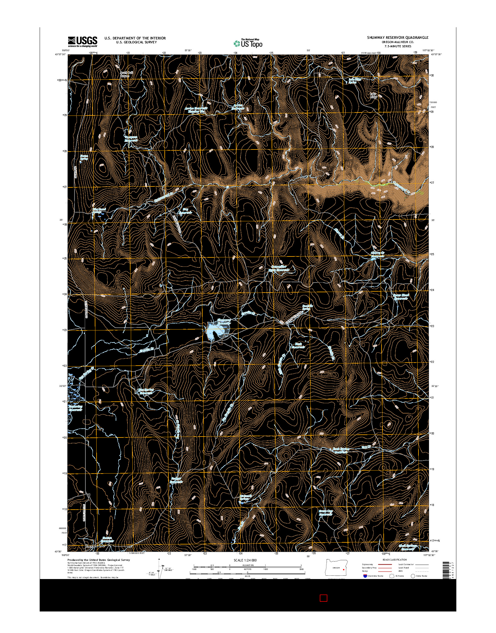 USGS US TOPO 7.5-MINUTE MAP FOR SHUMWAY RESERVOIR, OR 2017