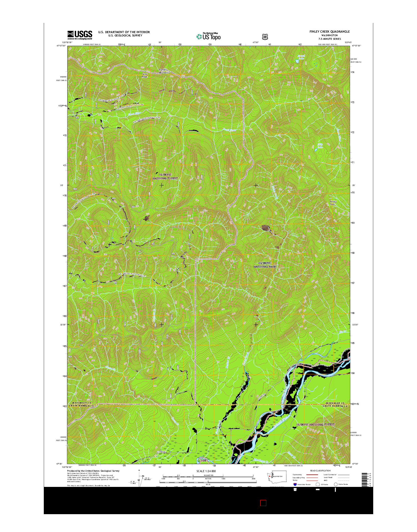 USGS US TOPO 7.5-MINUTE MAP FOR FINLEY CREEK, WA 2017