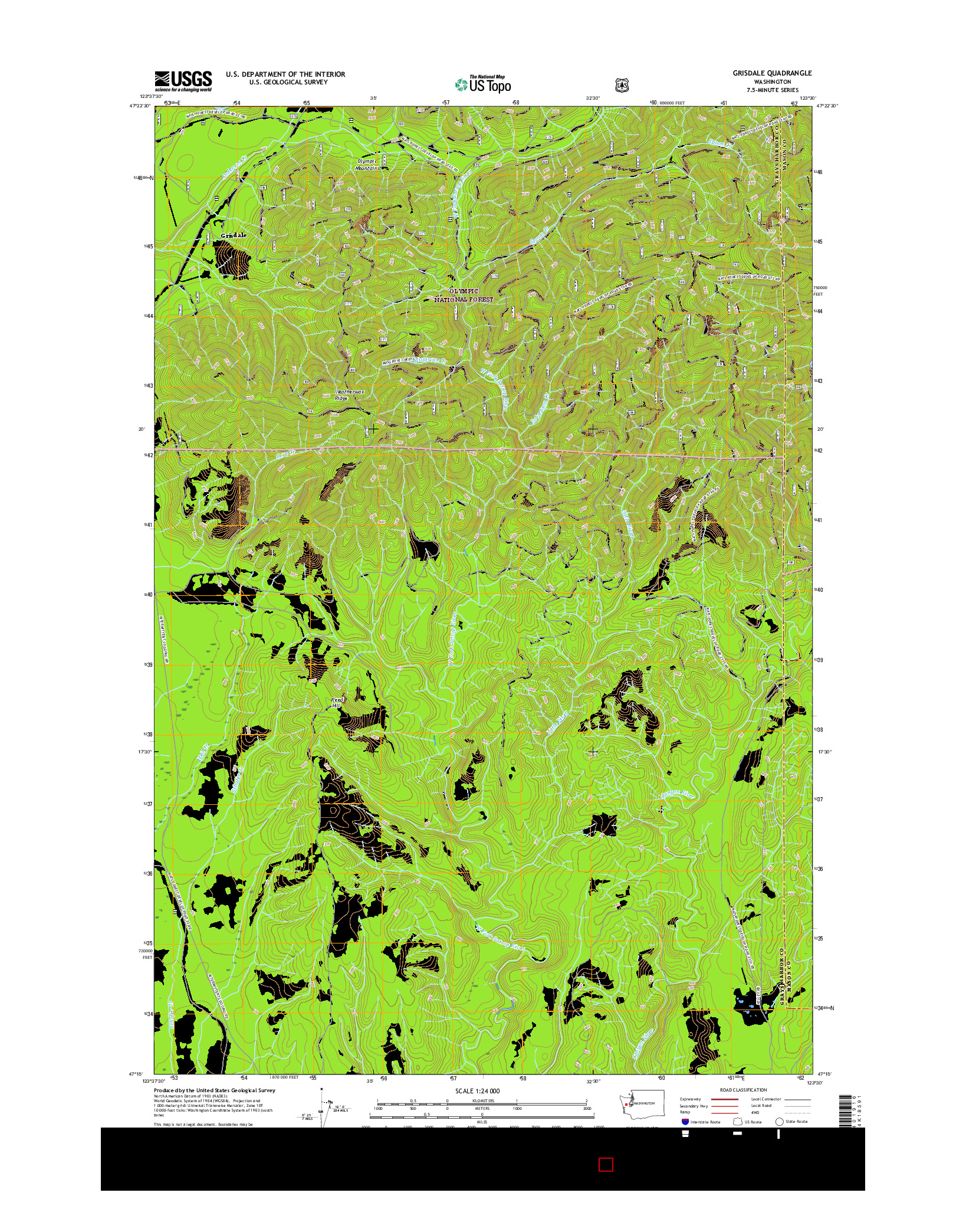 USGS US TOPO 7.5-MINUTE MAP FOR GRISDALE, WA 2017