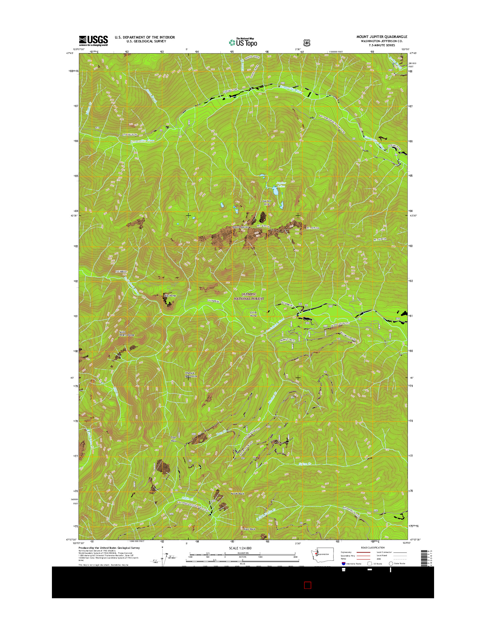 USGS US TOPO 7.5-MINUTE MAP FOR MOUNT JUPITER, WA 2017