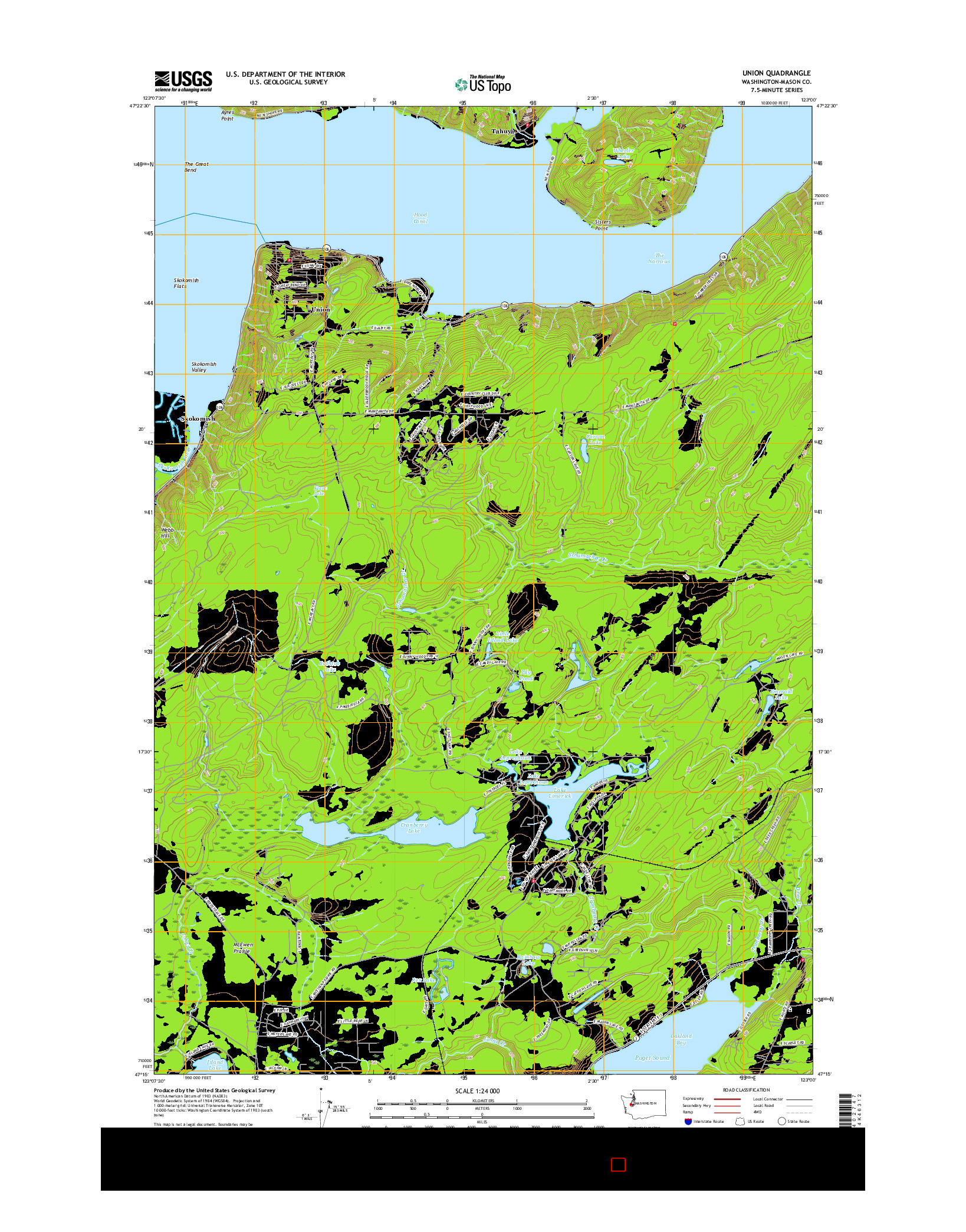 USGS US TOPO 7.5-MINUTE MAP FOR UNION, WA 2017