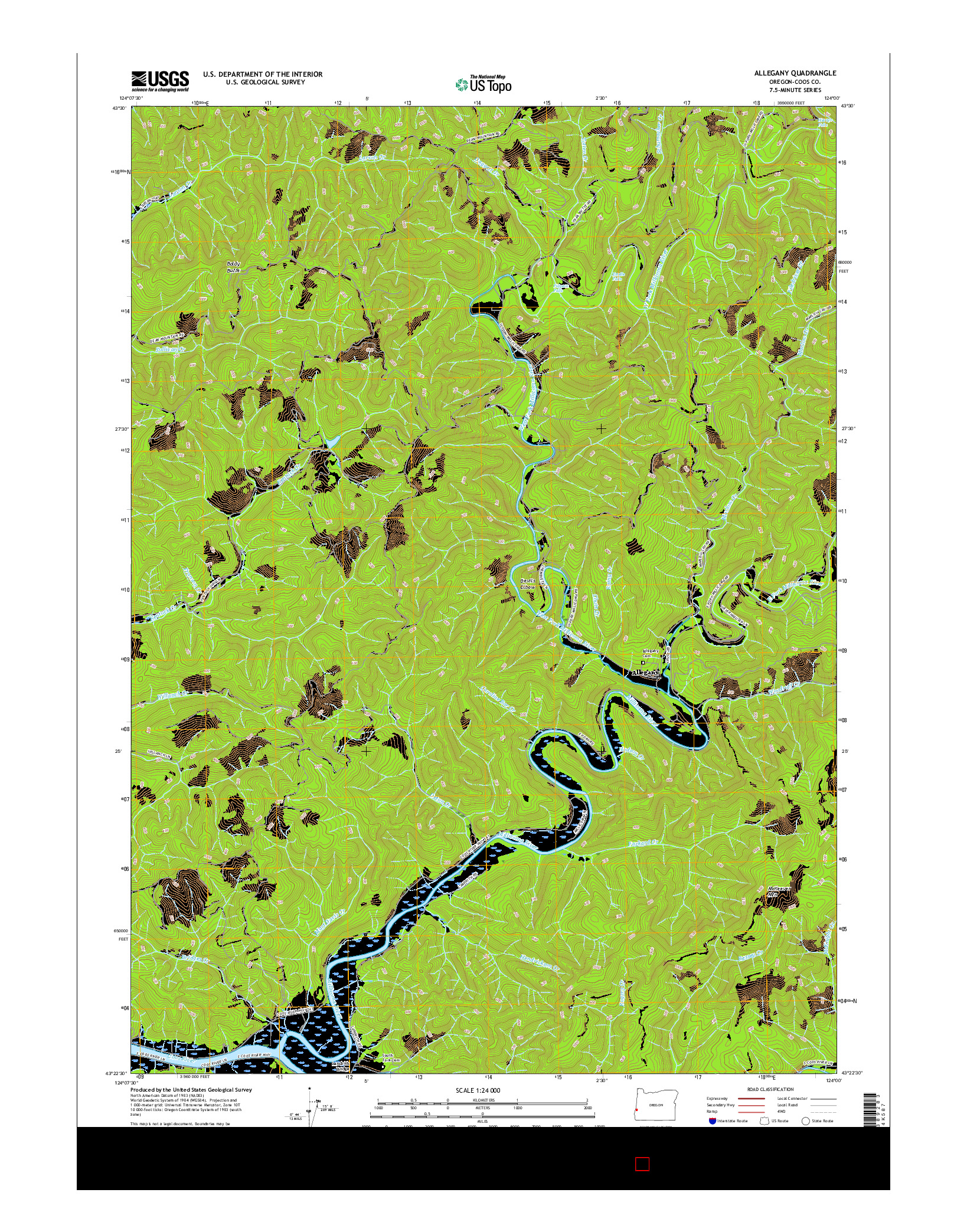 USGS US TOPO 7.5-MINUTE MAP FOR ALLEGANY, OR 2017
