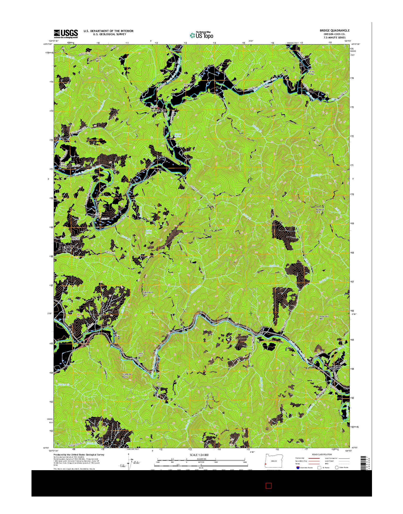 USGS US TOPO 7.5-MINUTE MAP FOR BRIDGE, OR 2017