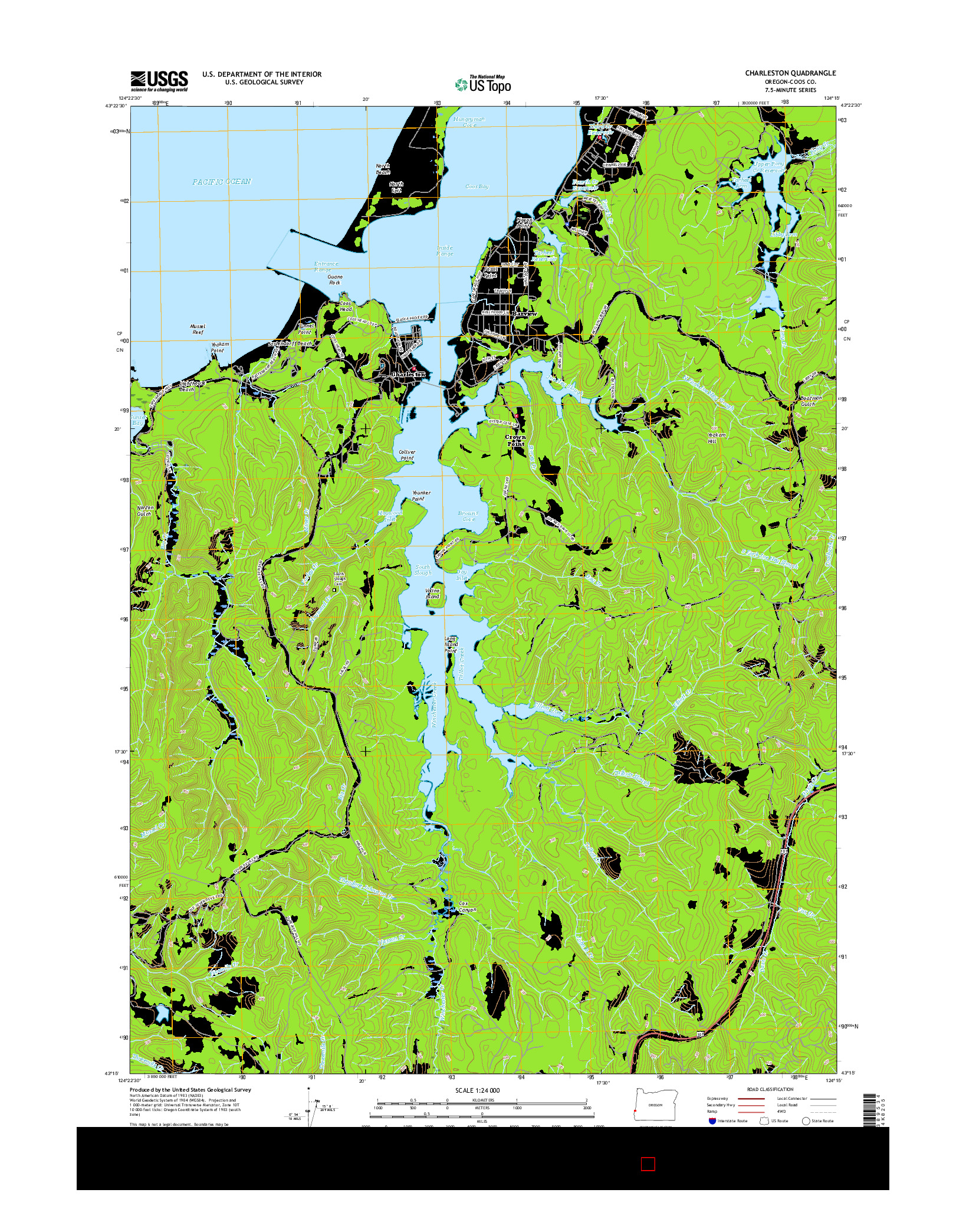 USGS US TOPO 7.5-MINUTE MAP FOR CHARLESTON, OR 2017