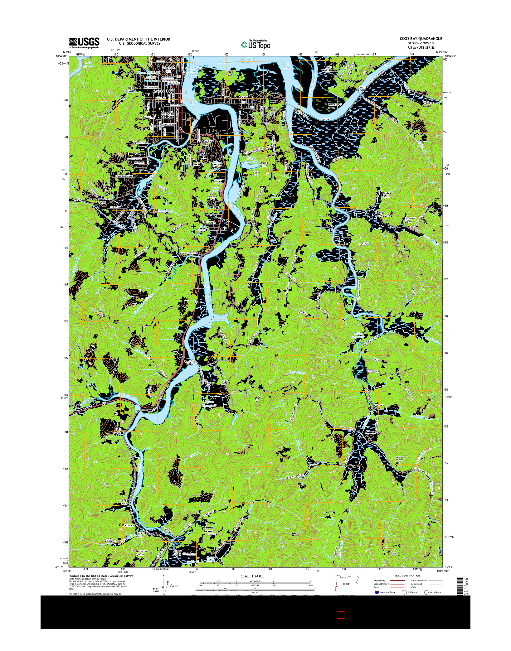 USGS US TOPO 7.5-MINUTE MAP FOR COOS BAY, OR 2017